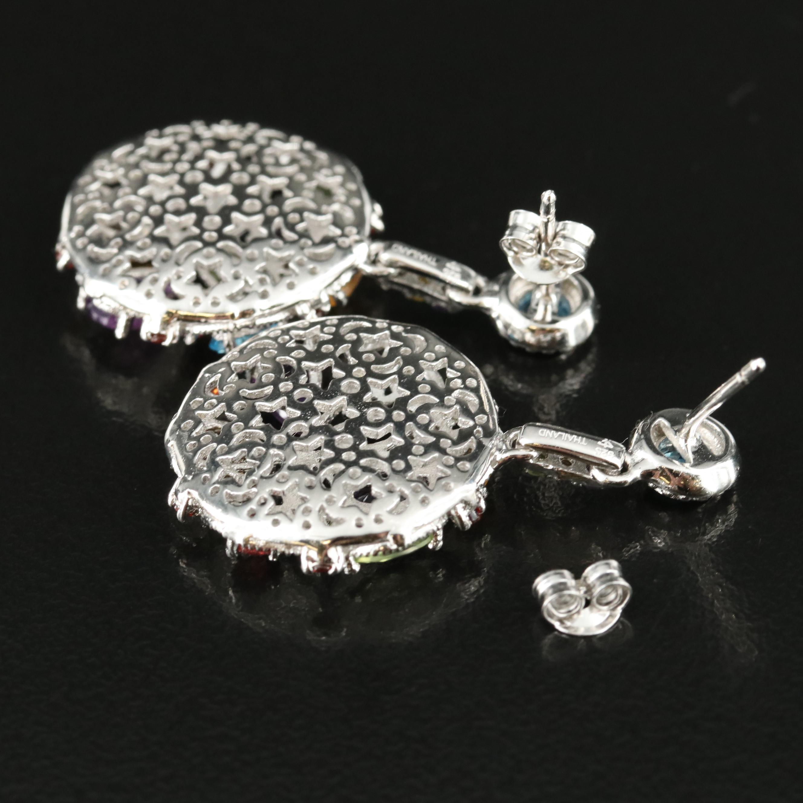 Sterling Amethyst, Citrine and Topaz Earrings