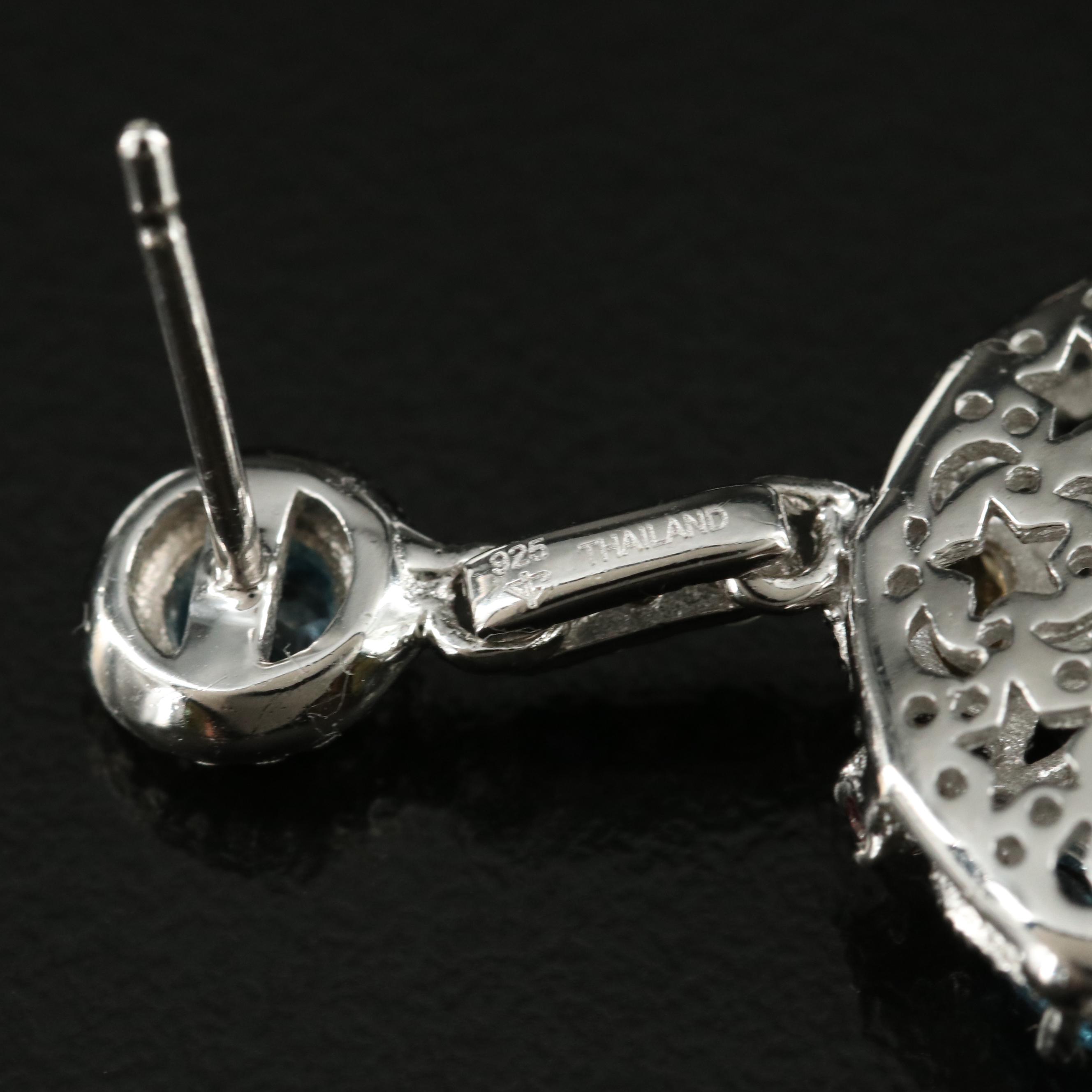 Sterling Amethyst, Citrine and Topaz Earrings