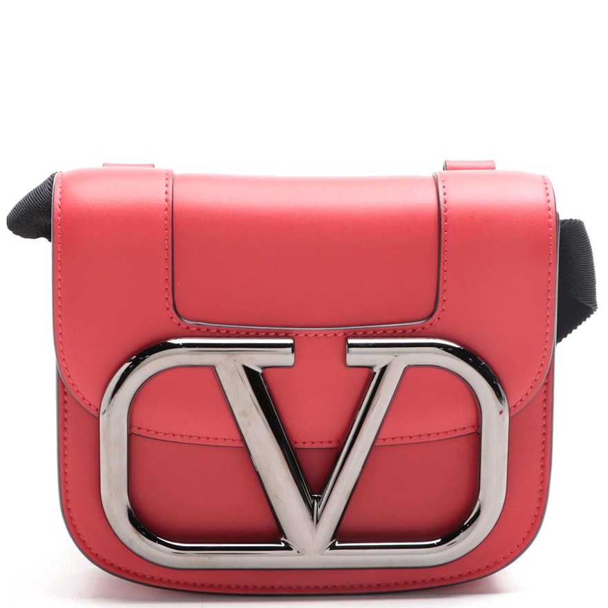 Valentino Supervee Crossbody Bag Small in Leather with Web Straps