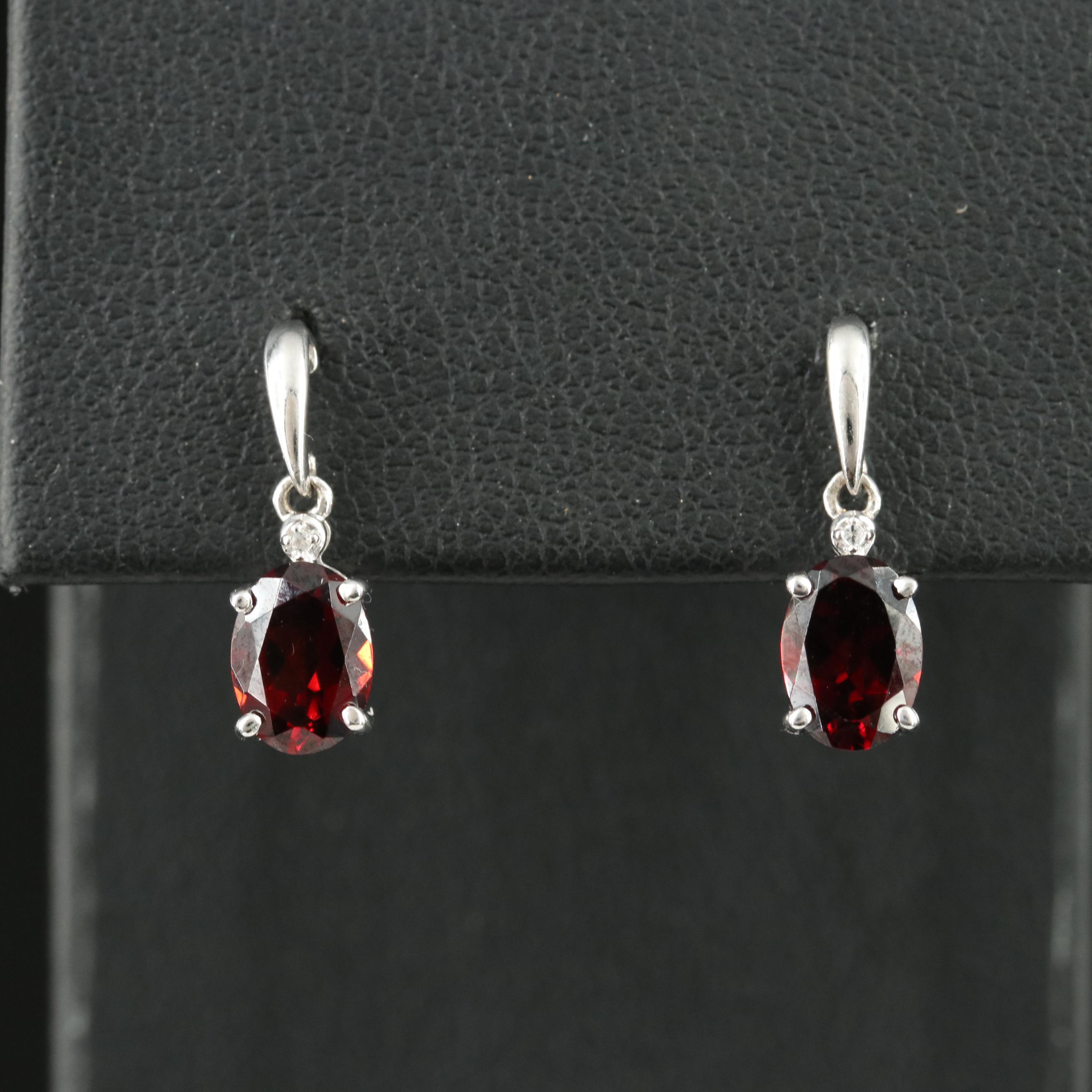 Sterling Garnet and Sapphire Earrings