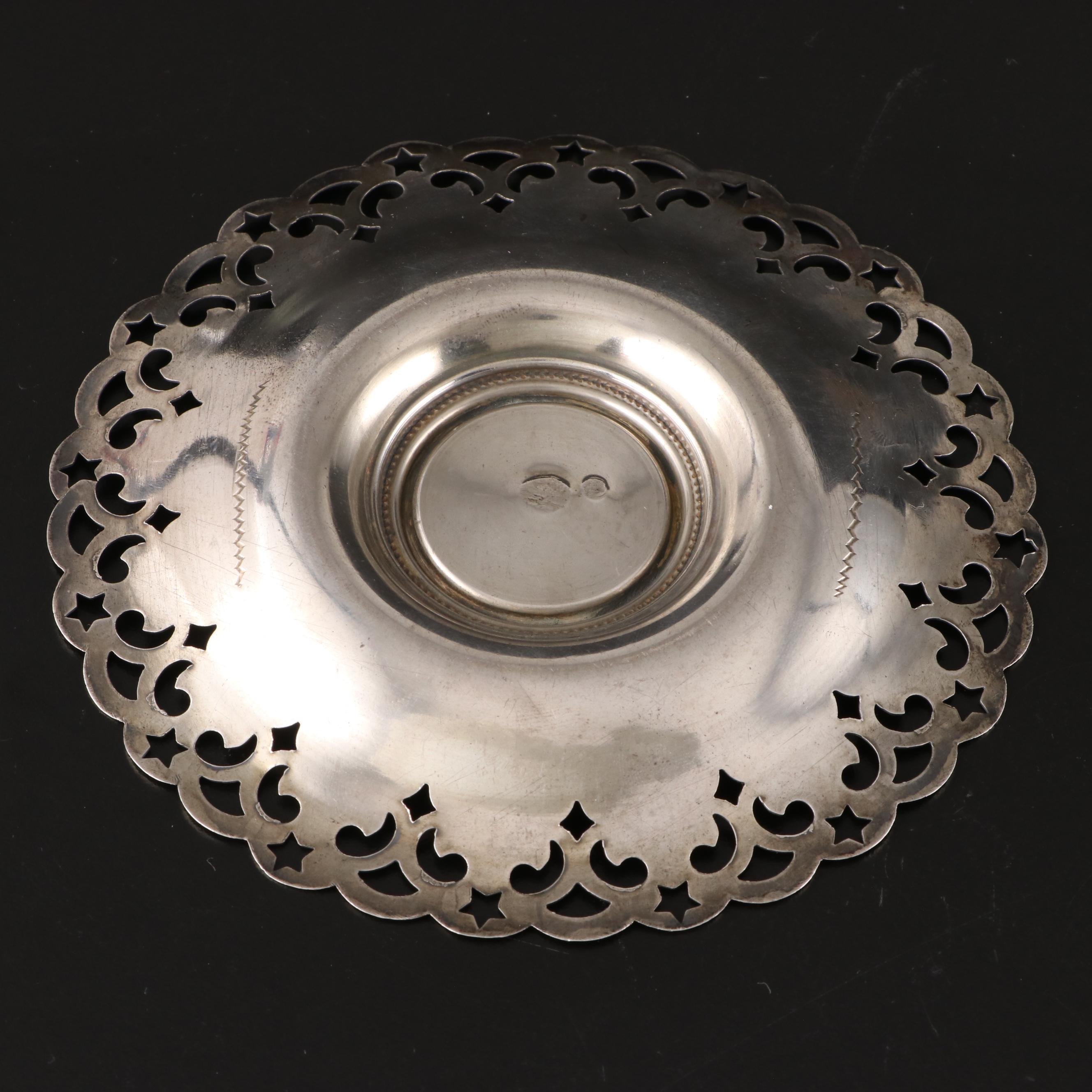 Ottoman Empire Engraved 900 Silver Teacups with Reticulated Saucers