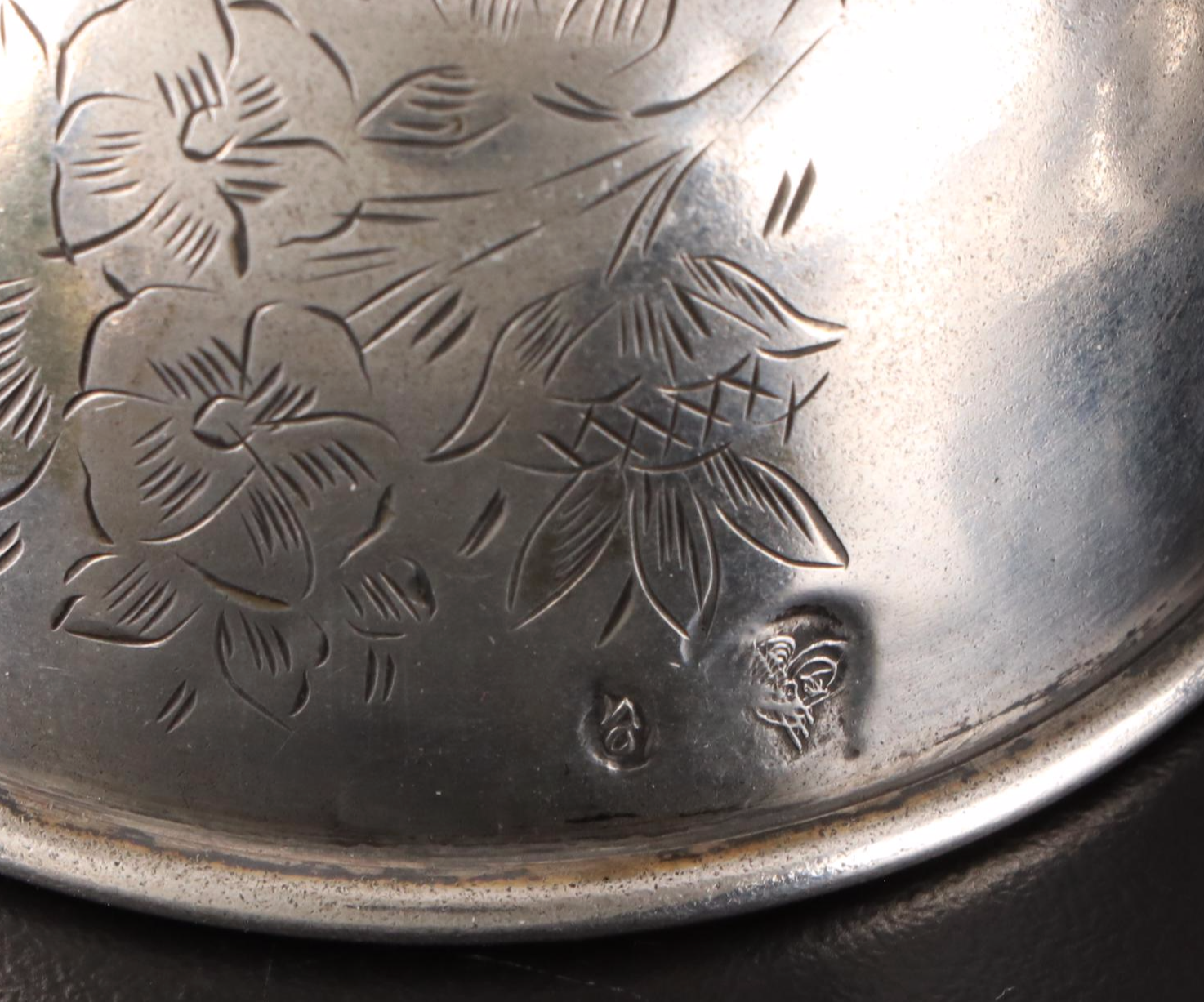 Ottoman Empire Engraved 900 Silver Teacups with Reticulated Saucers