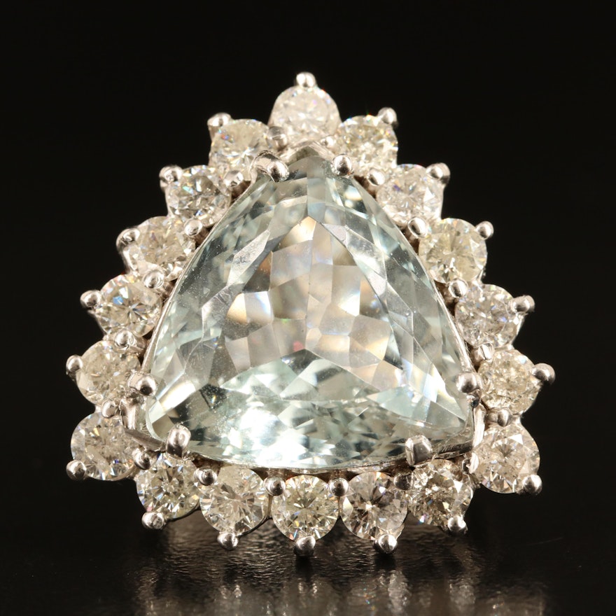 14K 10.20 CT Aquamarine and 3.06 CTW Diamond Ring