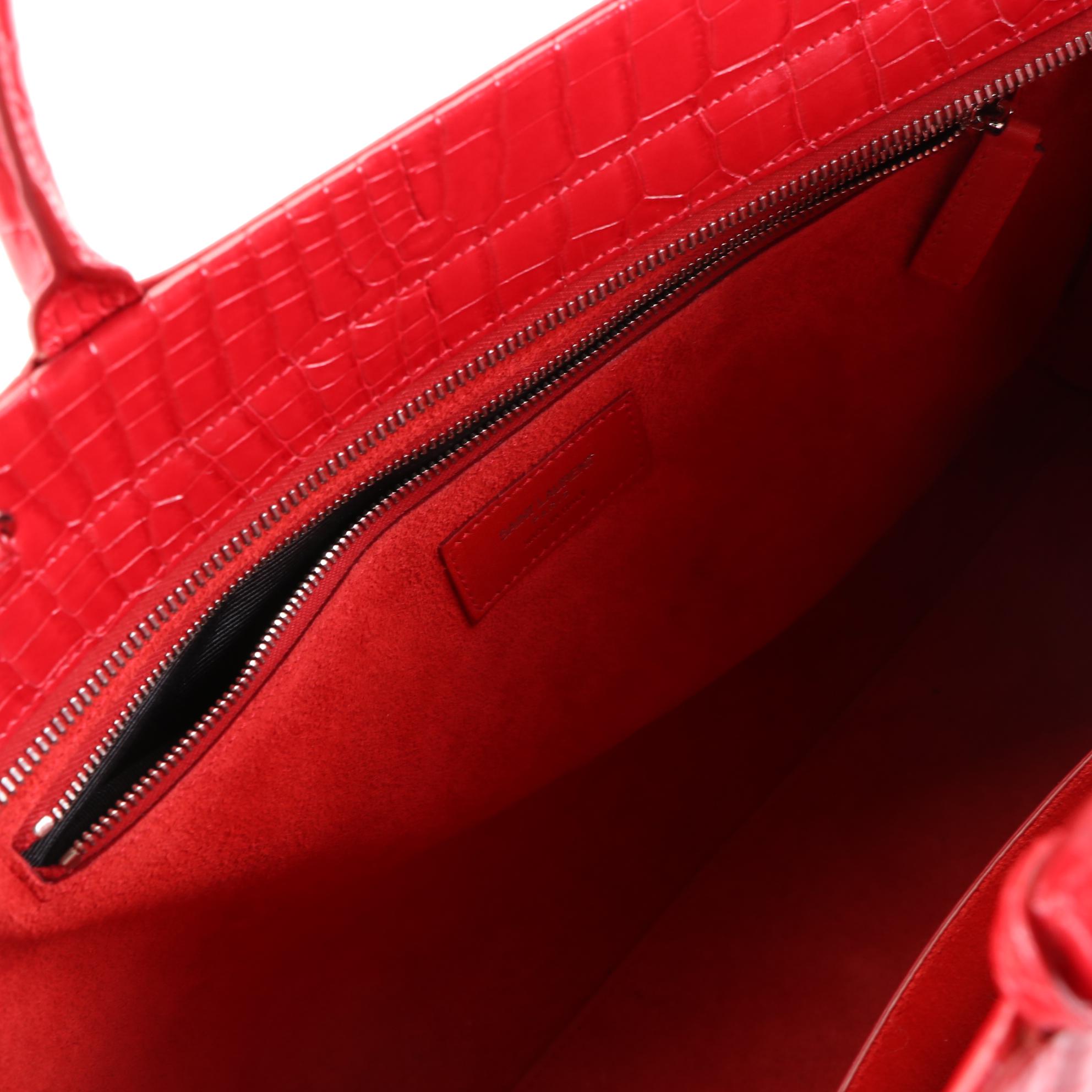 Saint Laurent Cabas Bag Medium in Crocodile Embossed Leather