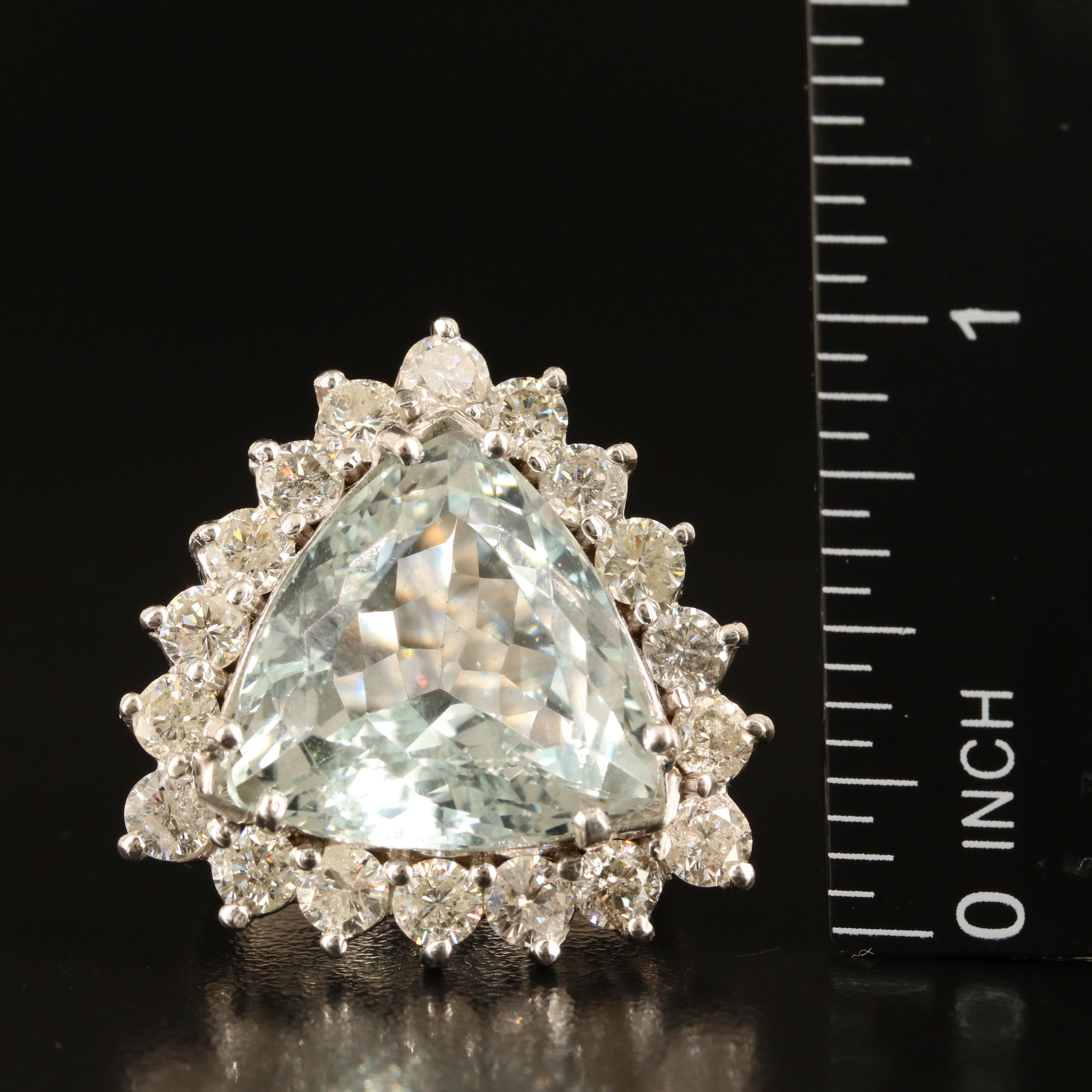 14K 10.20 CT Aquamarine and 3.06 CTW Diamond Ring