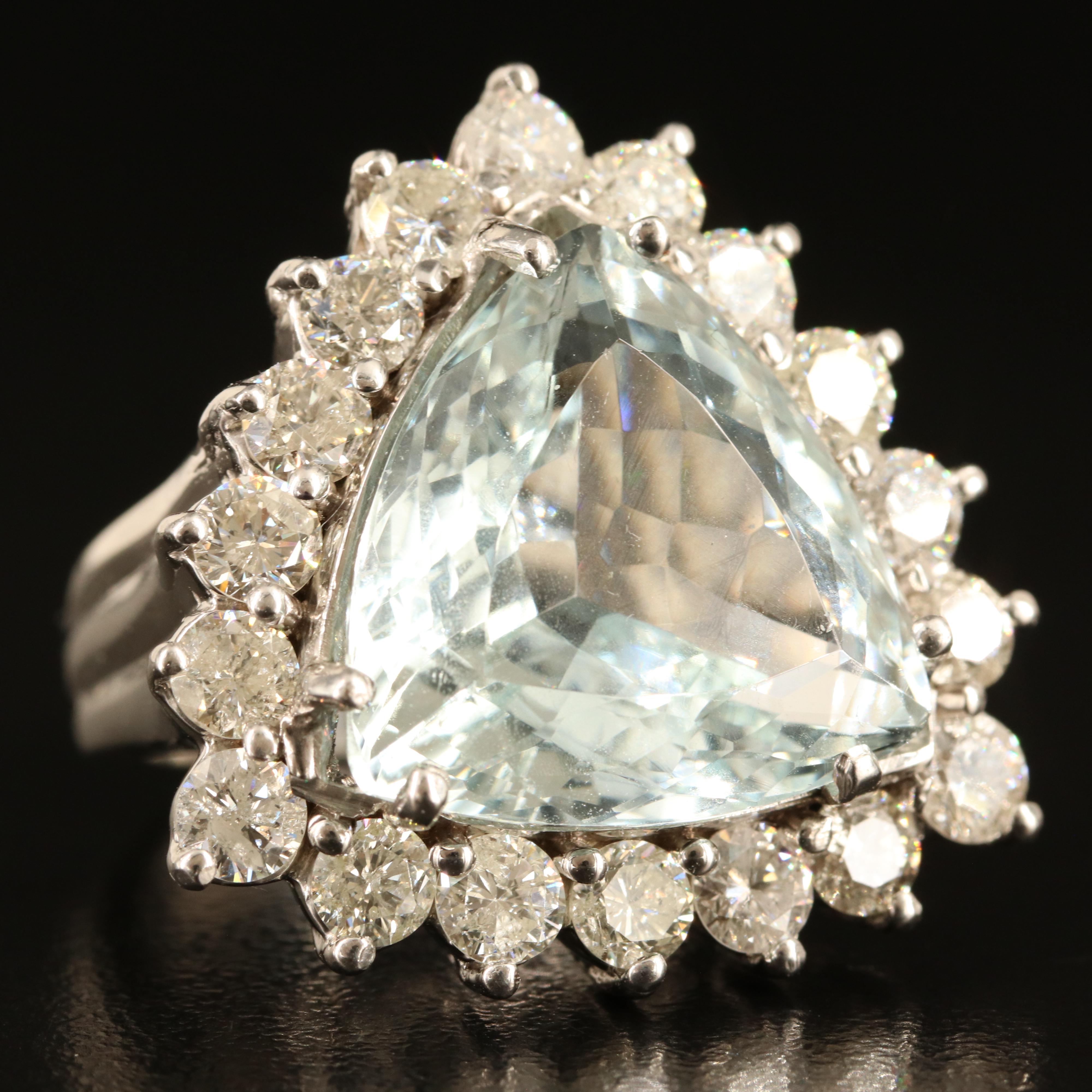 14K 10.20 CT Aquamarine and 3.06 CTW Diamond Ring
