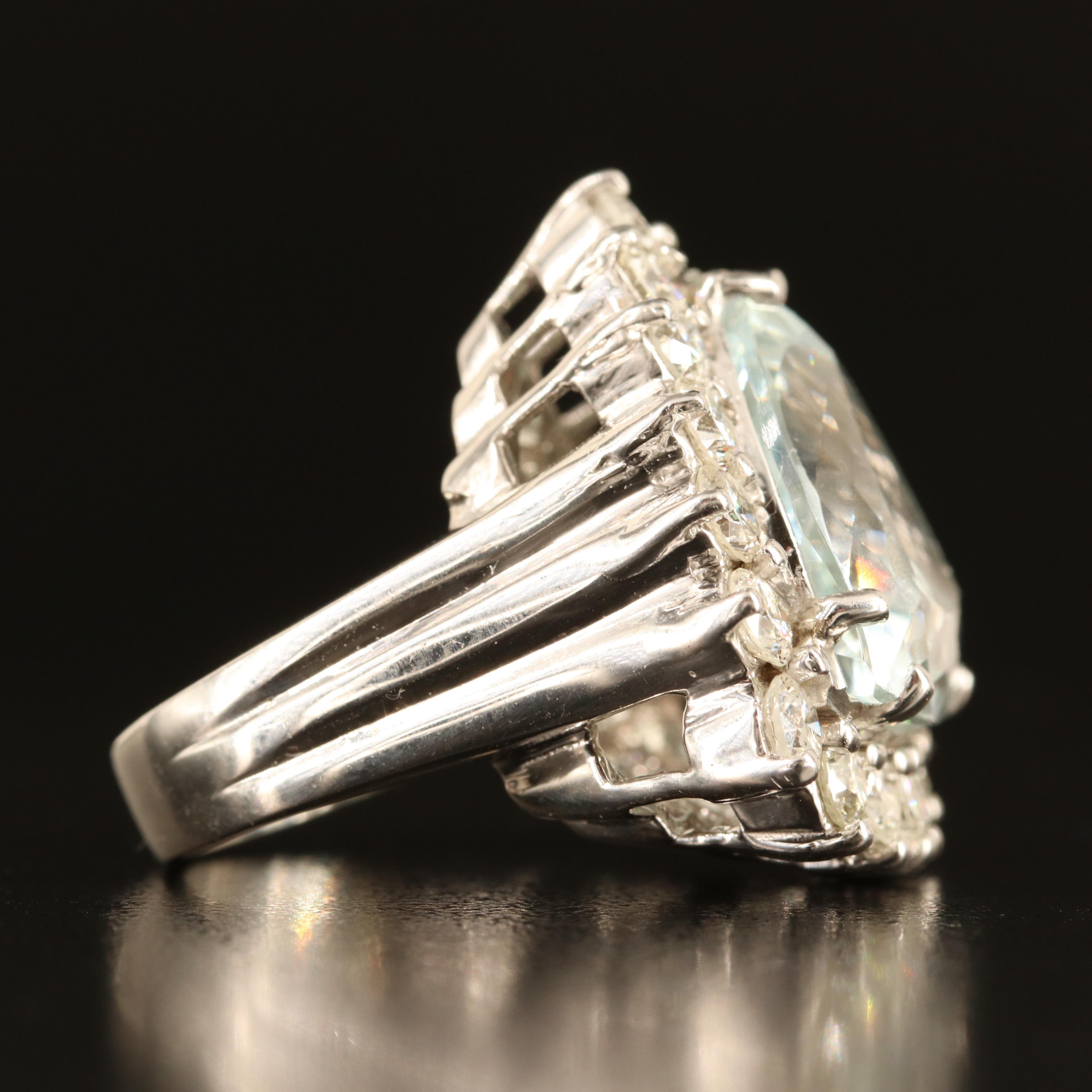 14K 10.20 CT Aquamarine and 3.06 CTW Diamond Ring