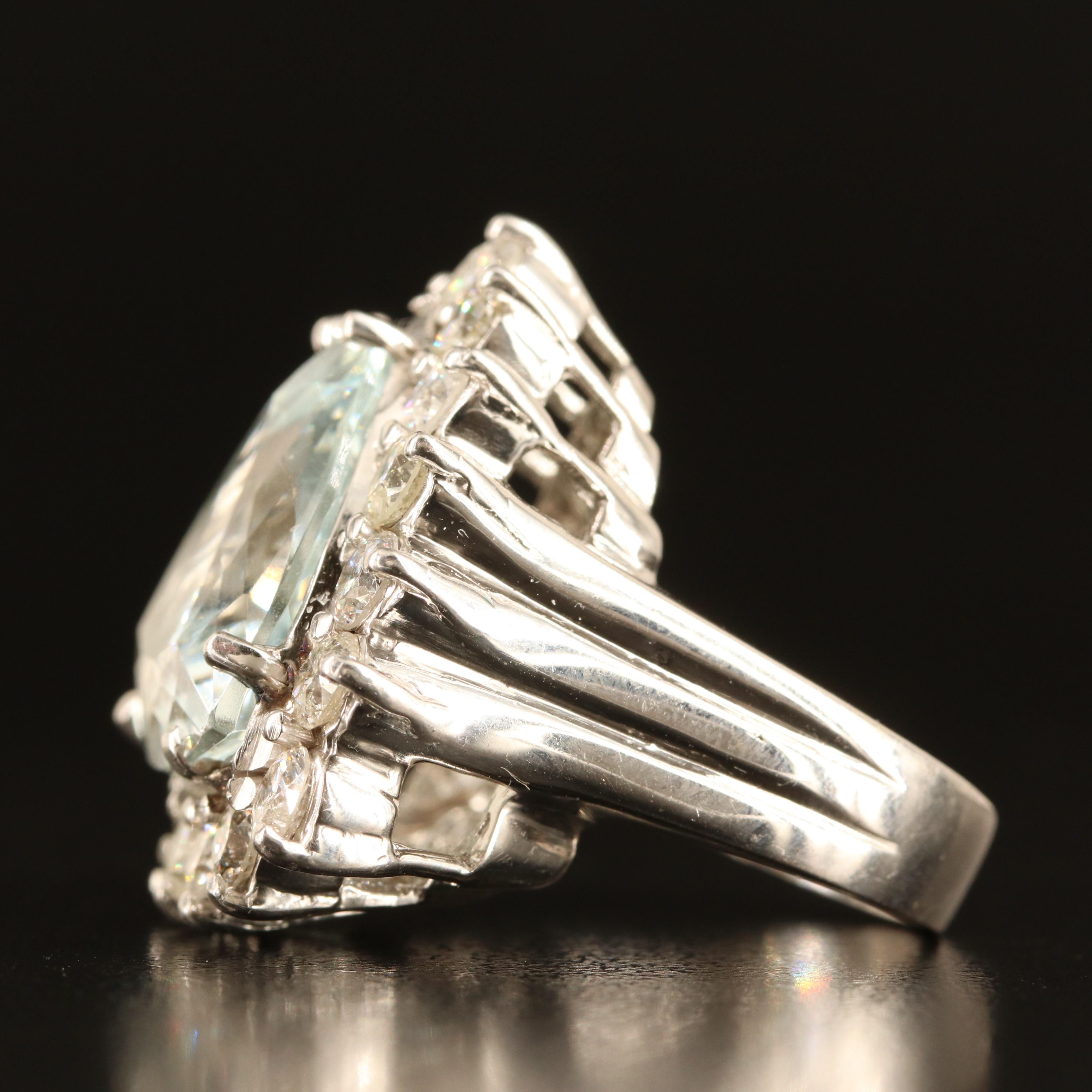 14K 10.20 CT Aquamarine and 3.06 CTW Diamond Ring