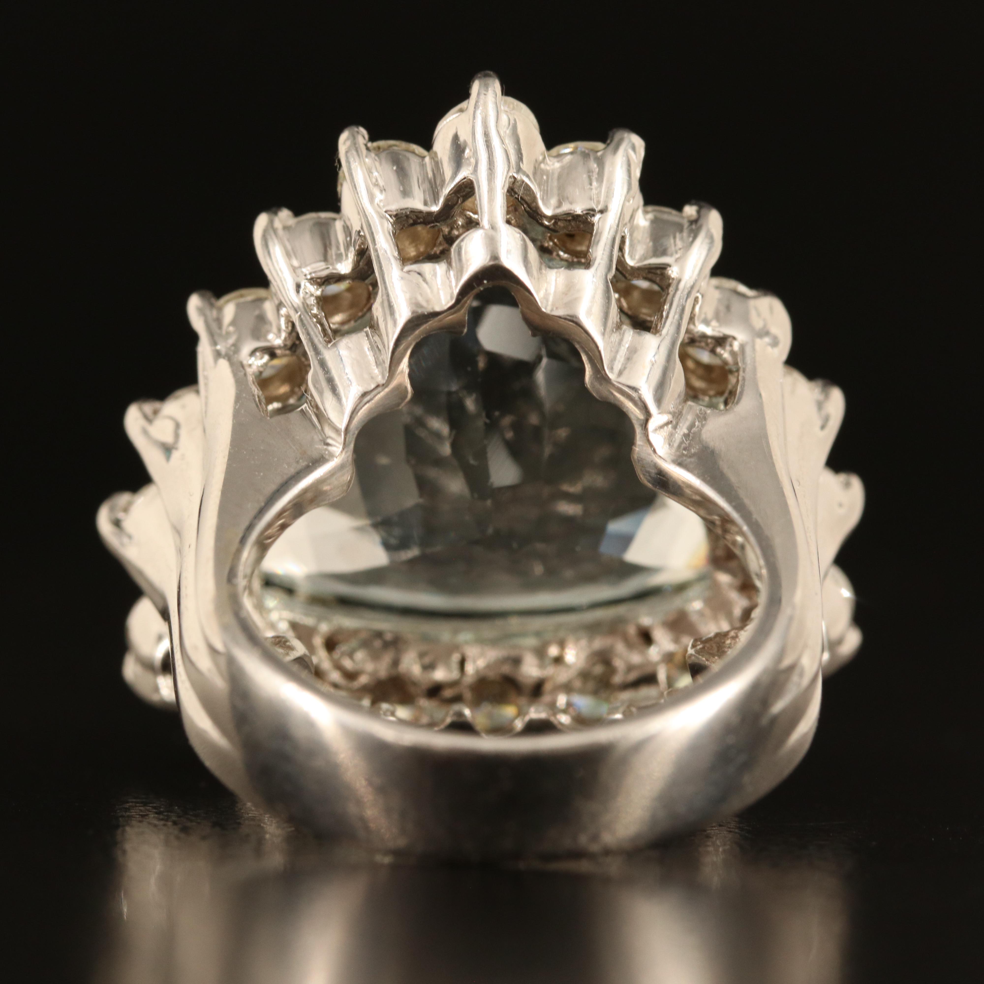 14K 10.20 CT Aquamarine and 3.06 CTW Diamond Ring