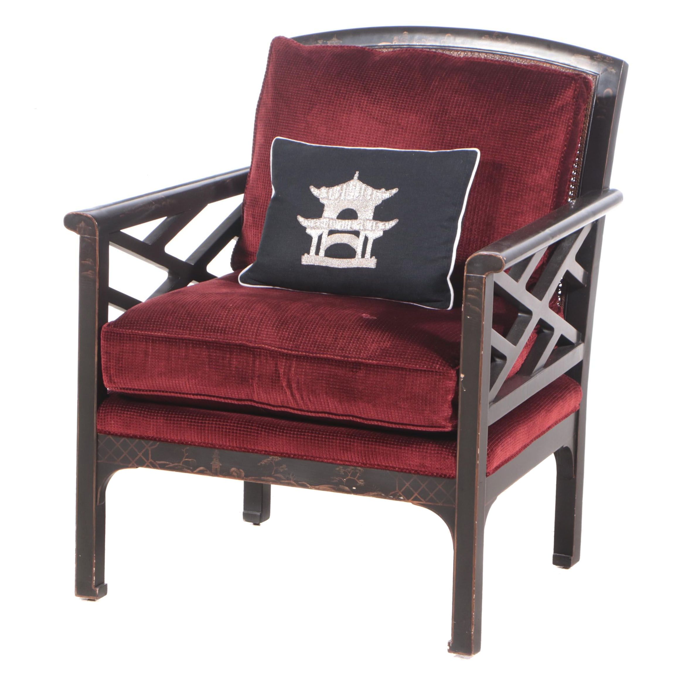 Milling Road div. of Baker Ebonized, Parcel-Gilt, and Chinoiserie Armchair