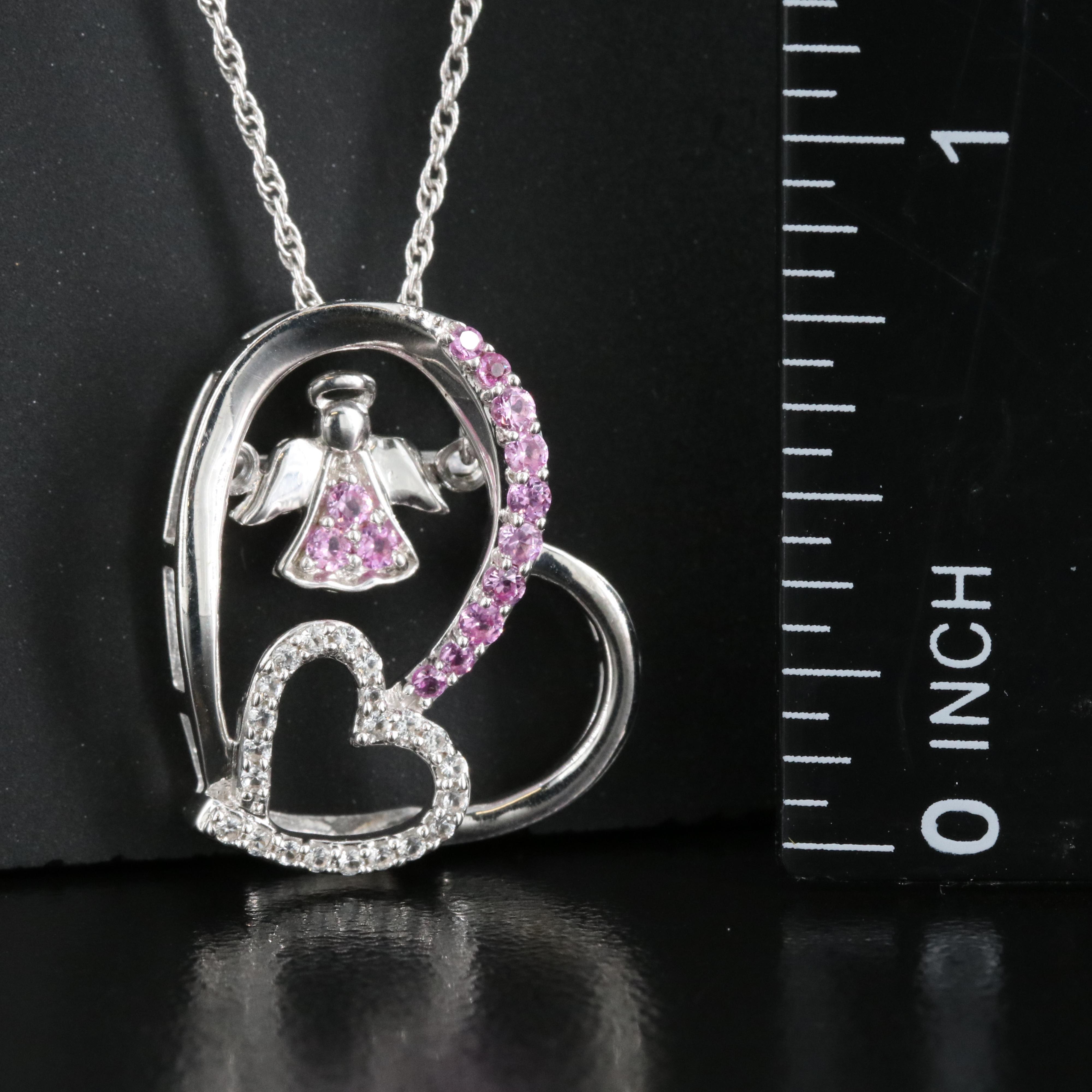Sterling Sapphire Heart Pendant Necklace