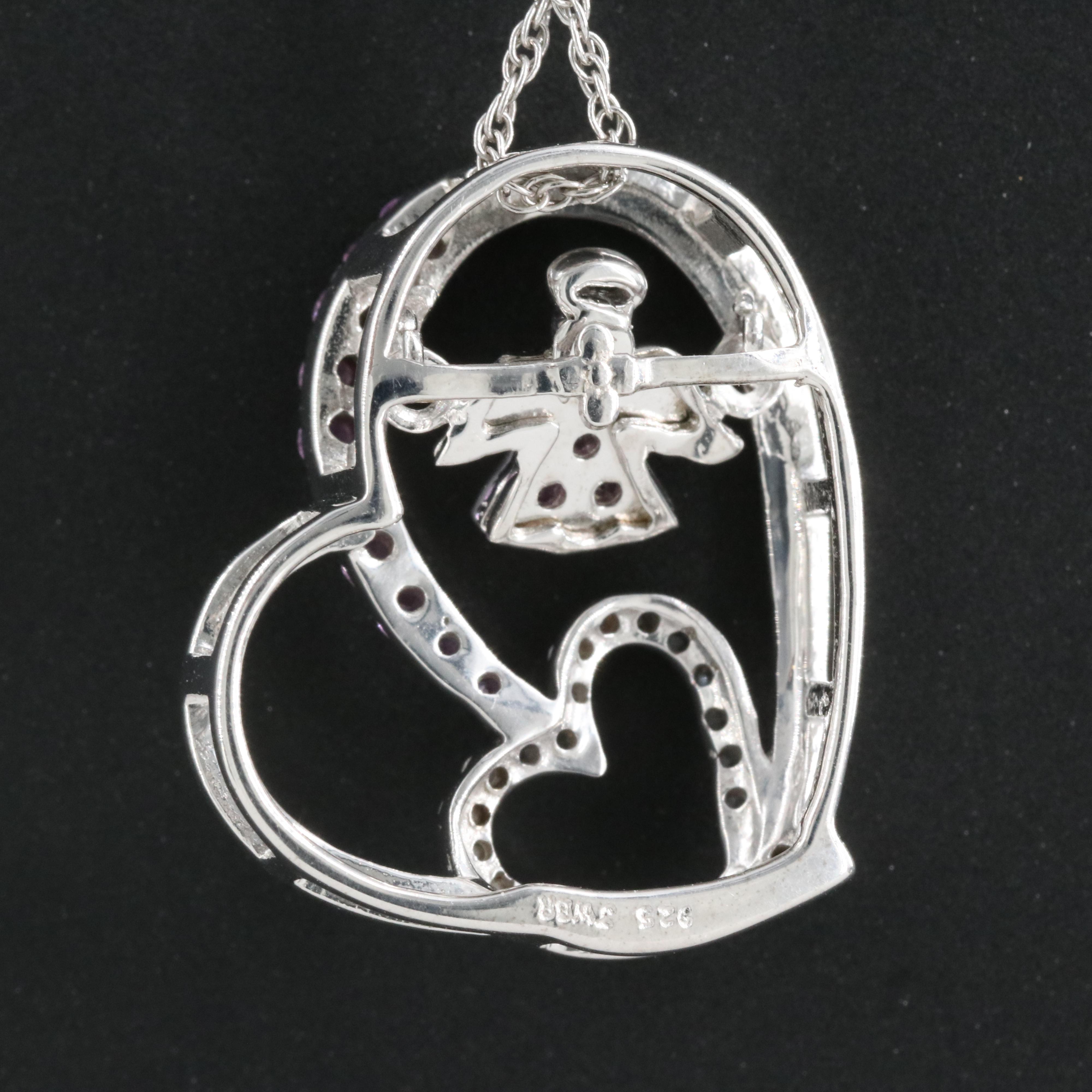 Sterling Sapphire Heart Pendant Necklace