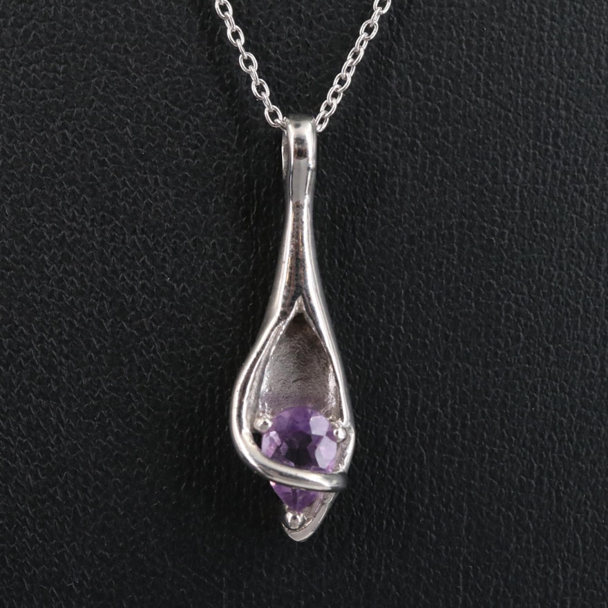 Sterling Amethyst Pendant Necklace