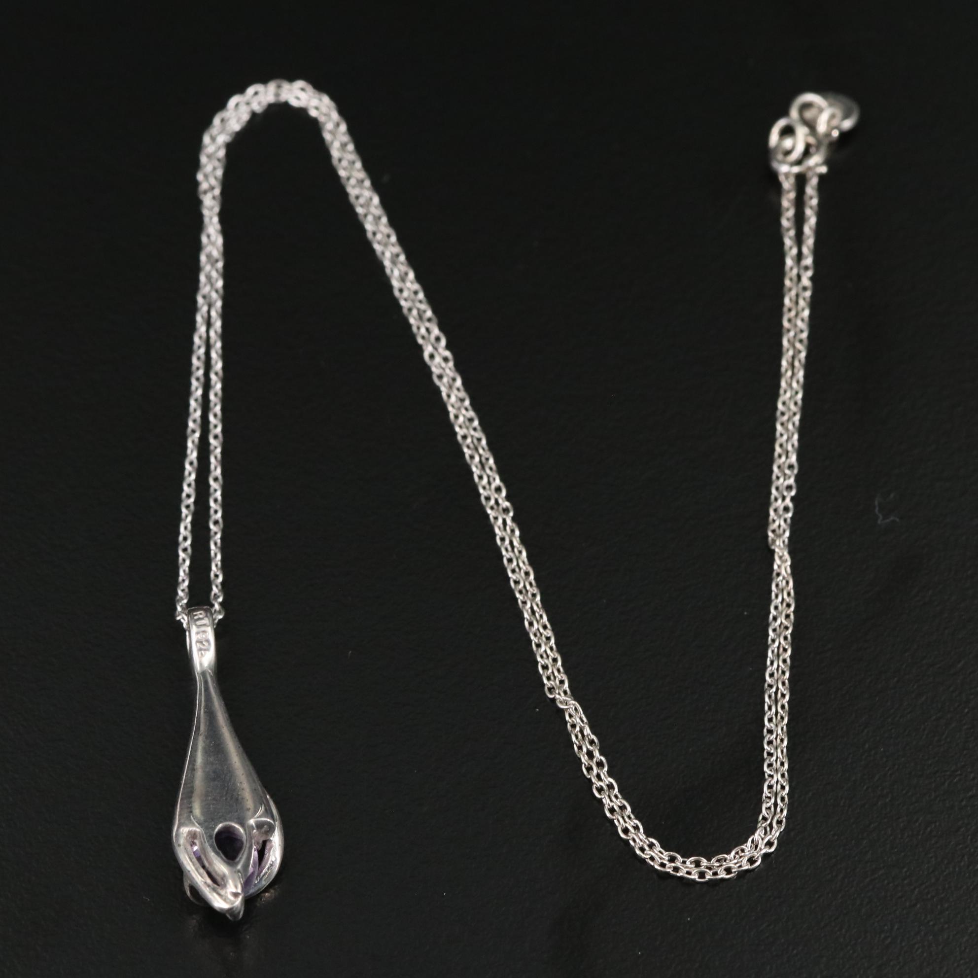 Sterling Amethyst Pendant Necklace