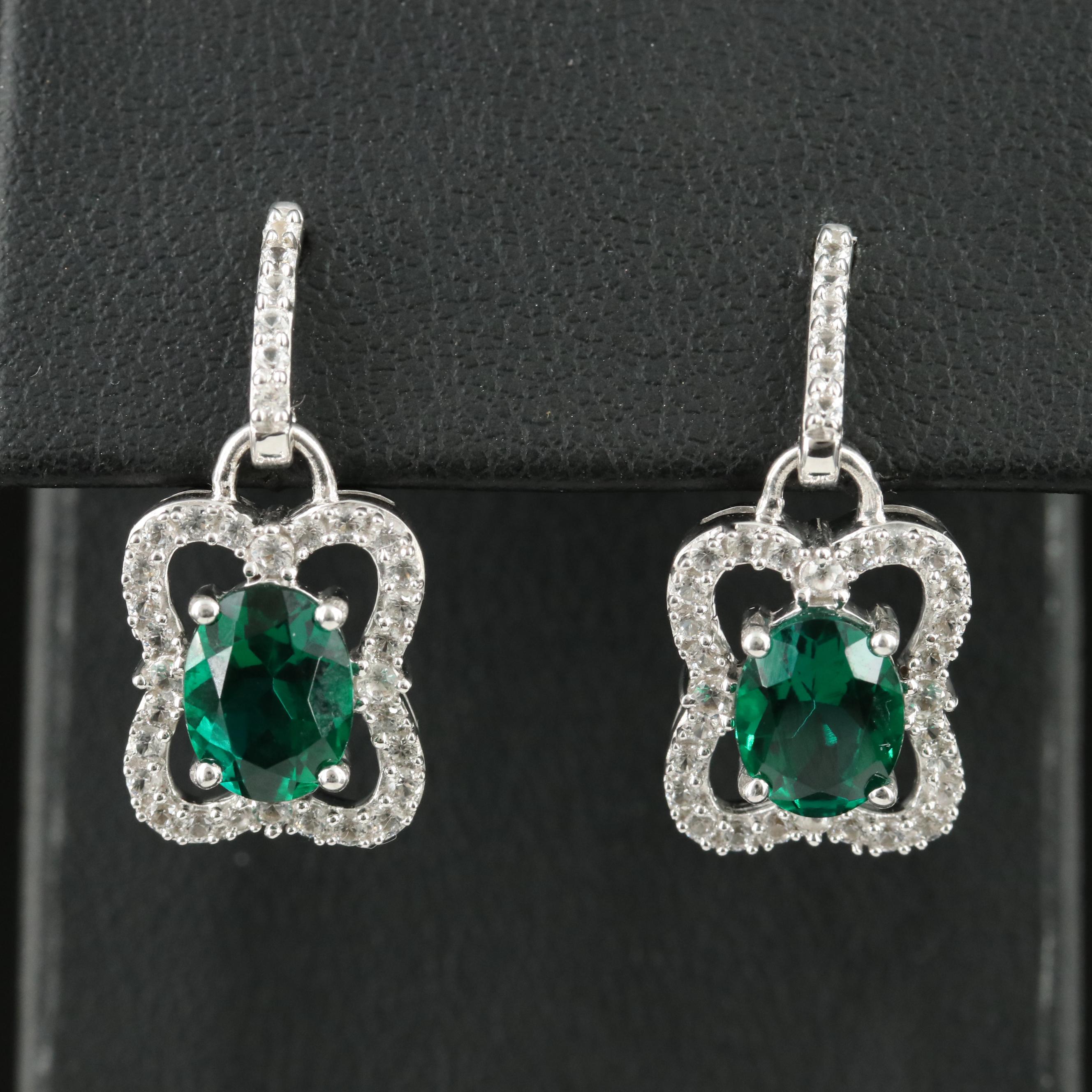 Sterling Emerald and Sapphire Earrings