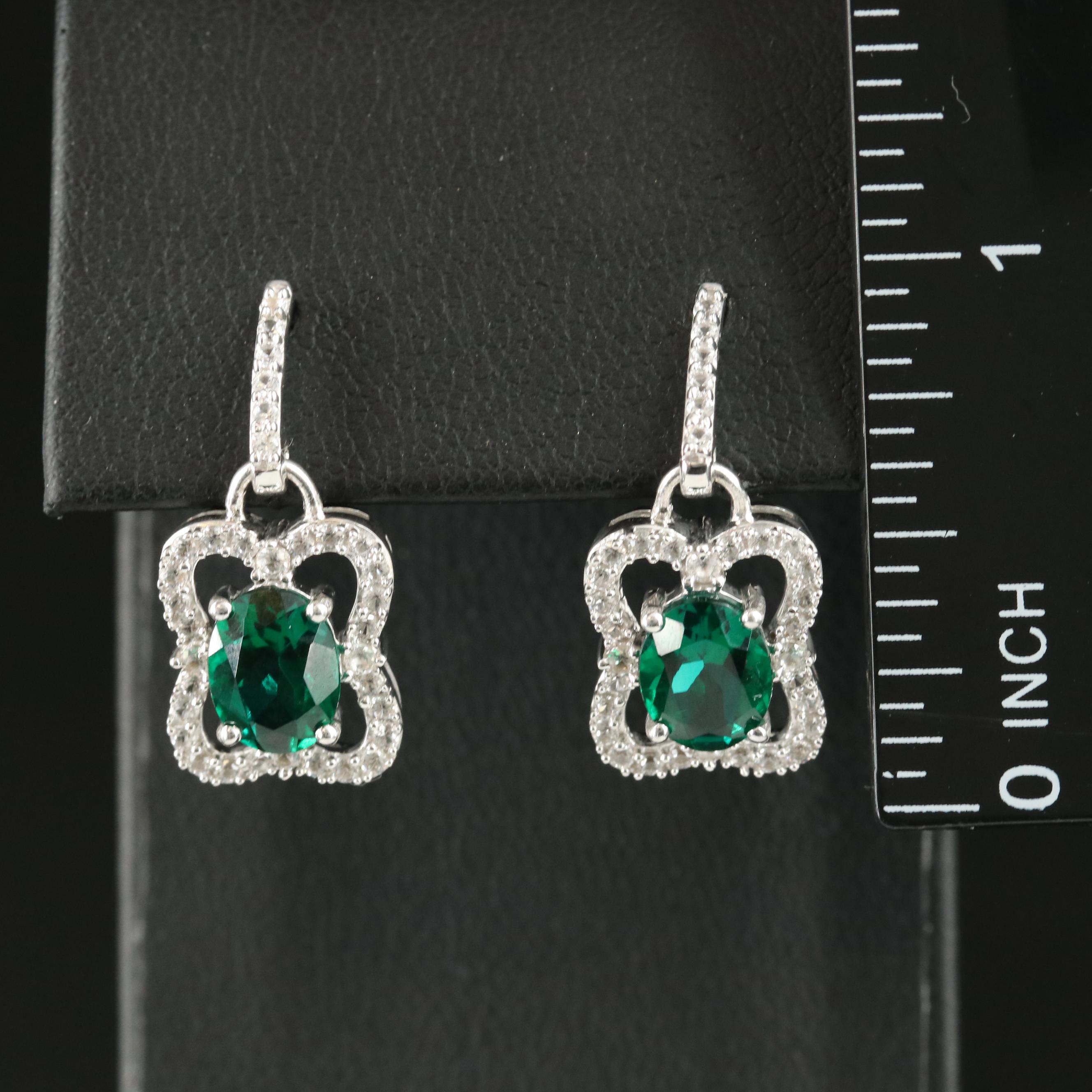 Sterling Emerald and Sapphire Earrings