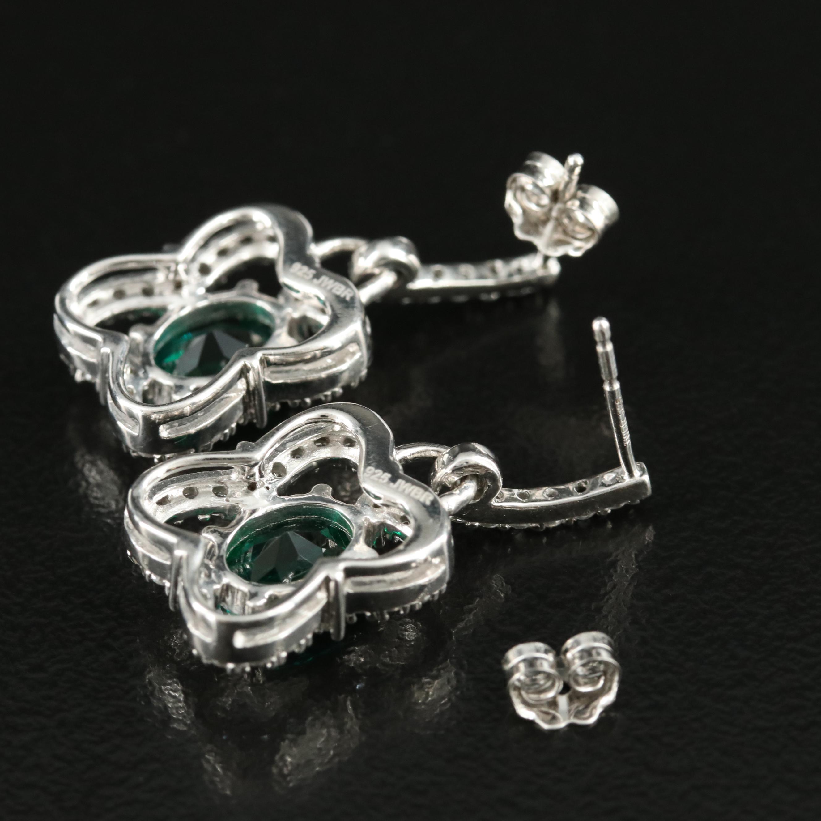 Sterling Emerald and Sapphire Earrings