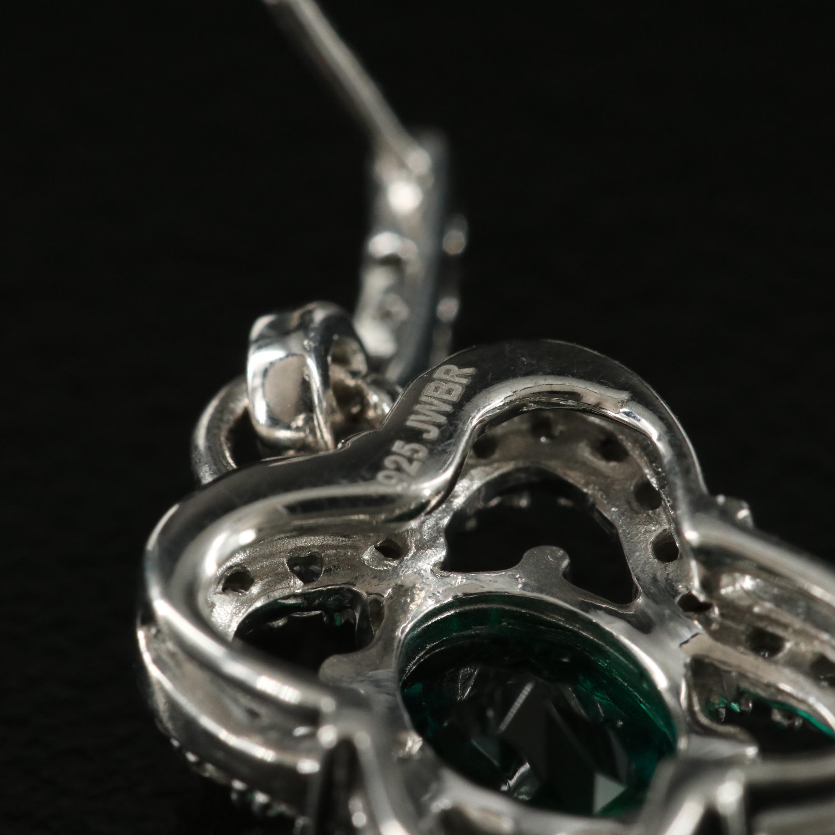 Sterling Emerald and Sapphire Earrings