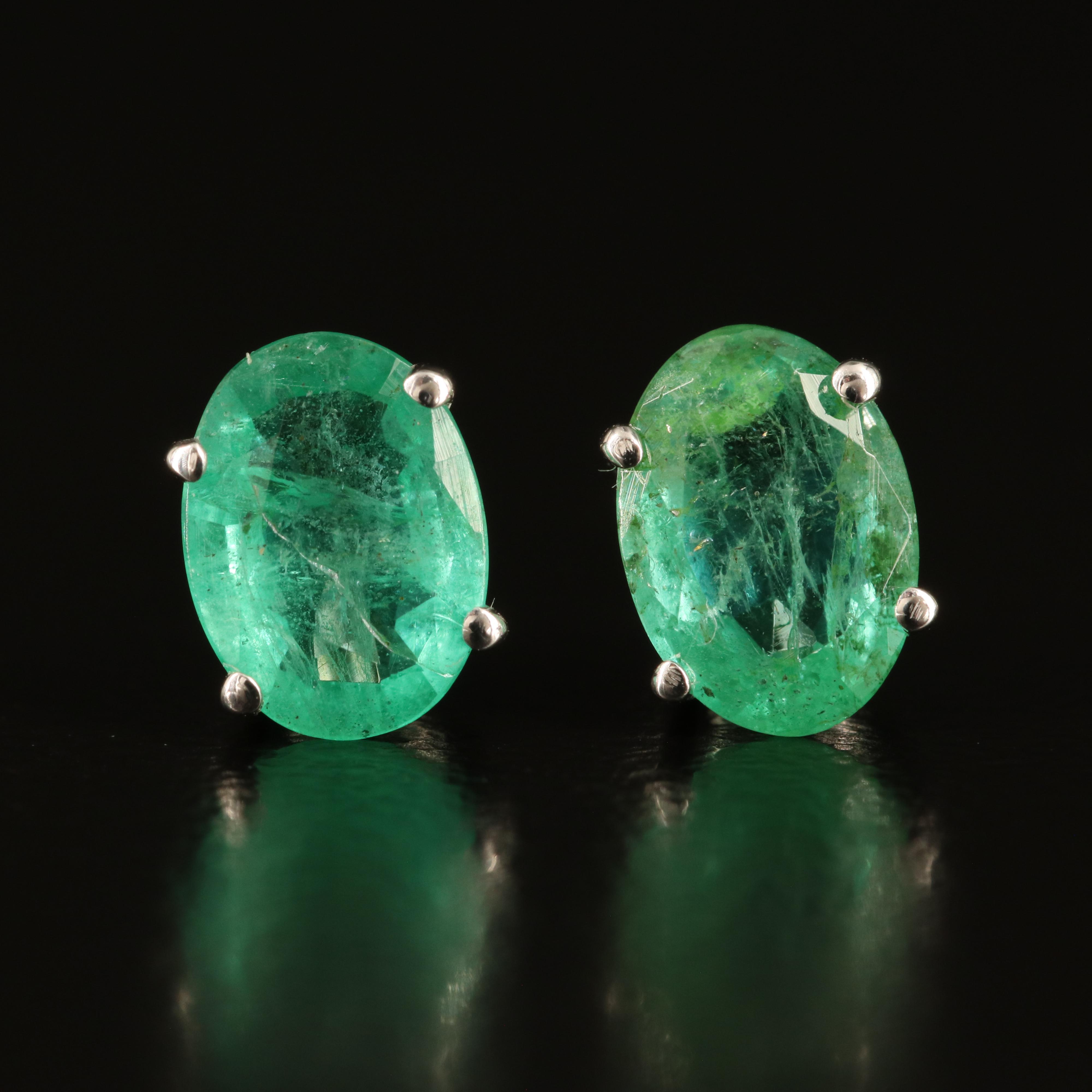 14K Emerald Stud Earrings