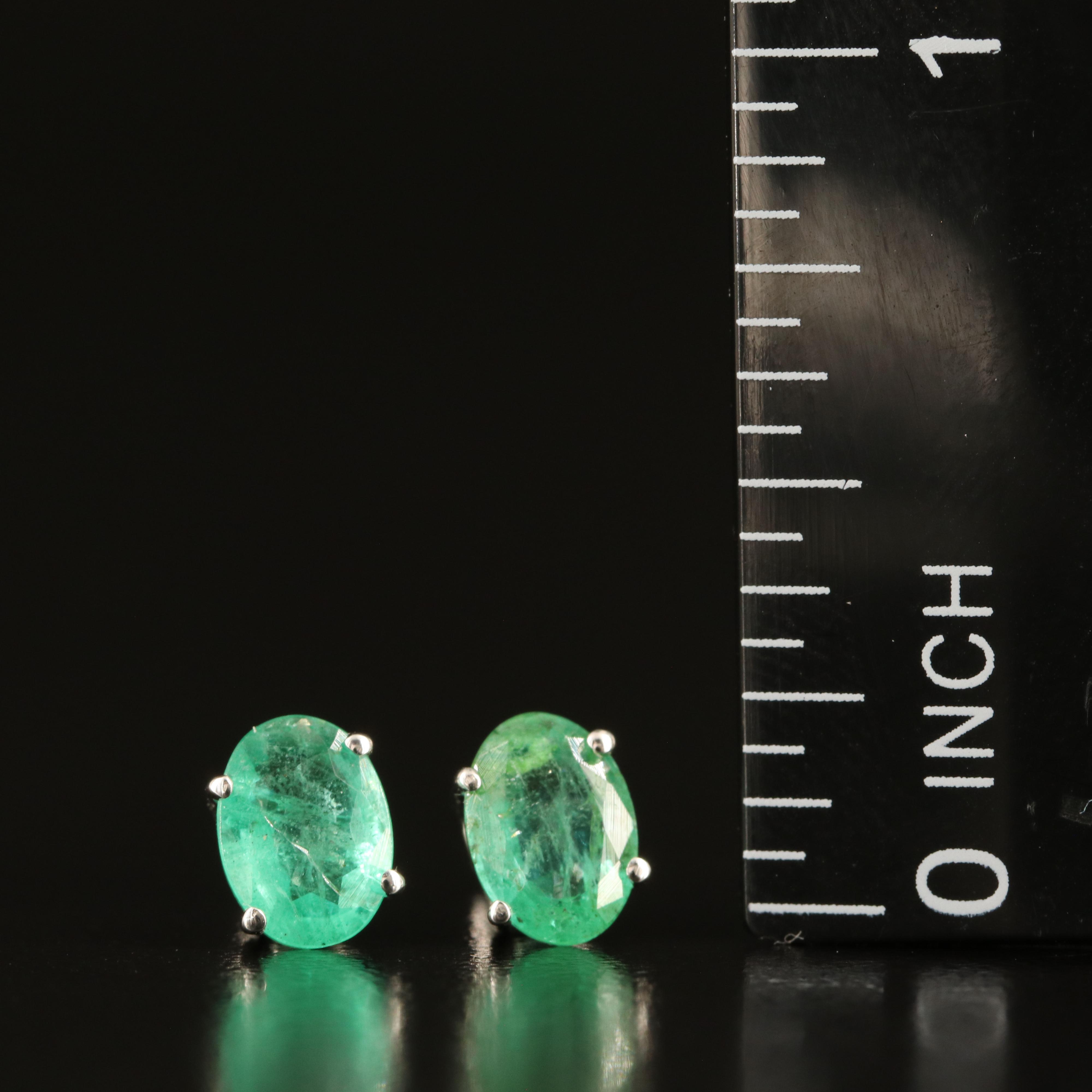 14K Emerald Stud Earrings