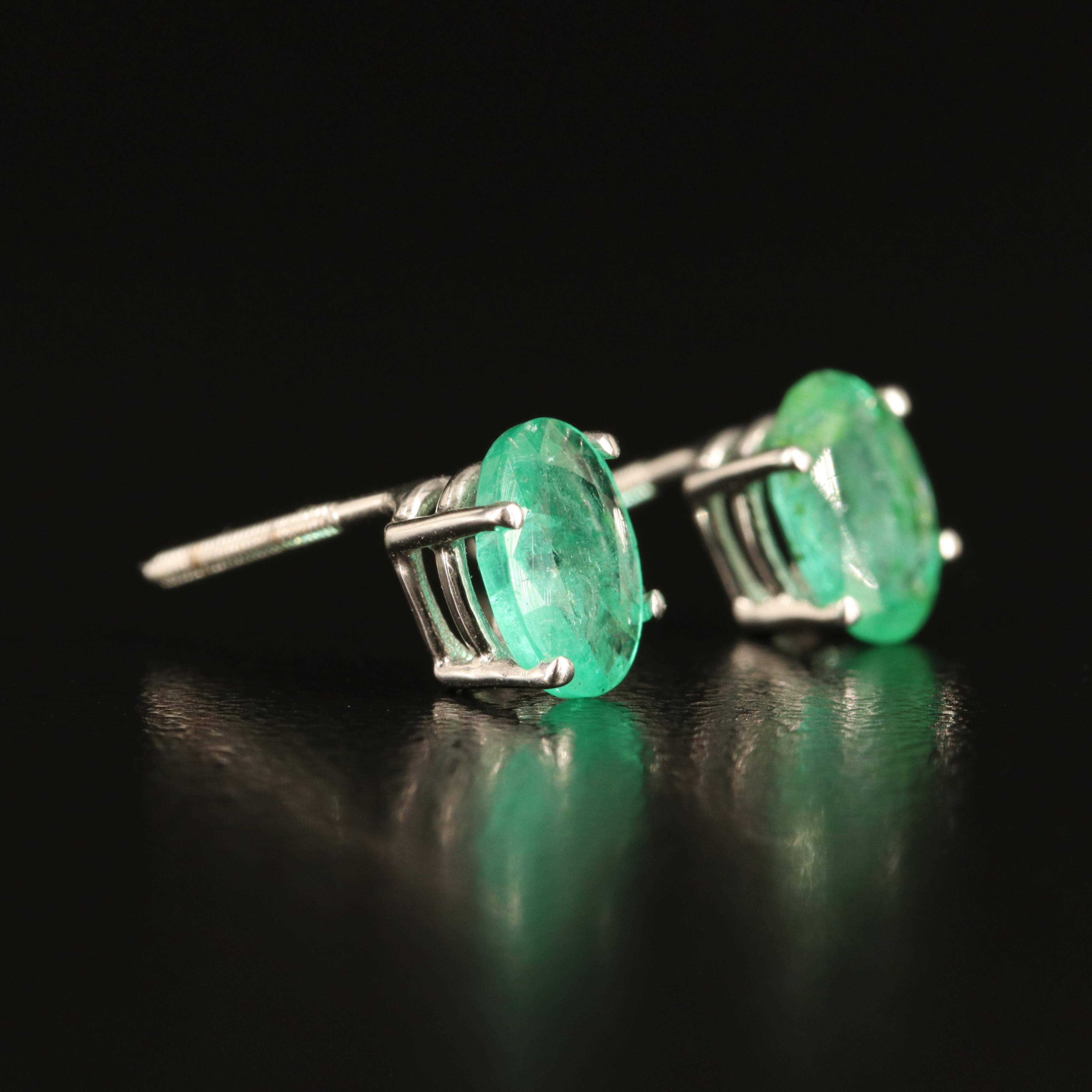 14K Emerald Stud Earrings