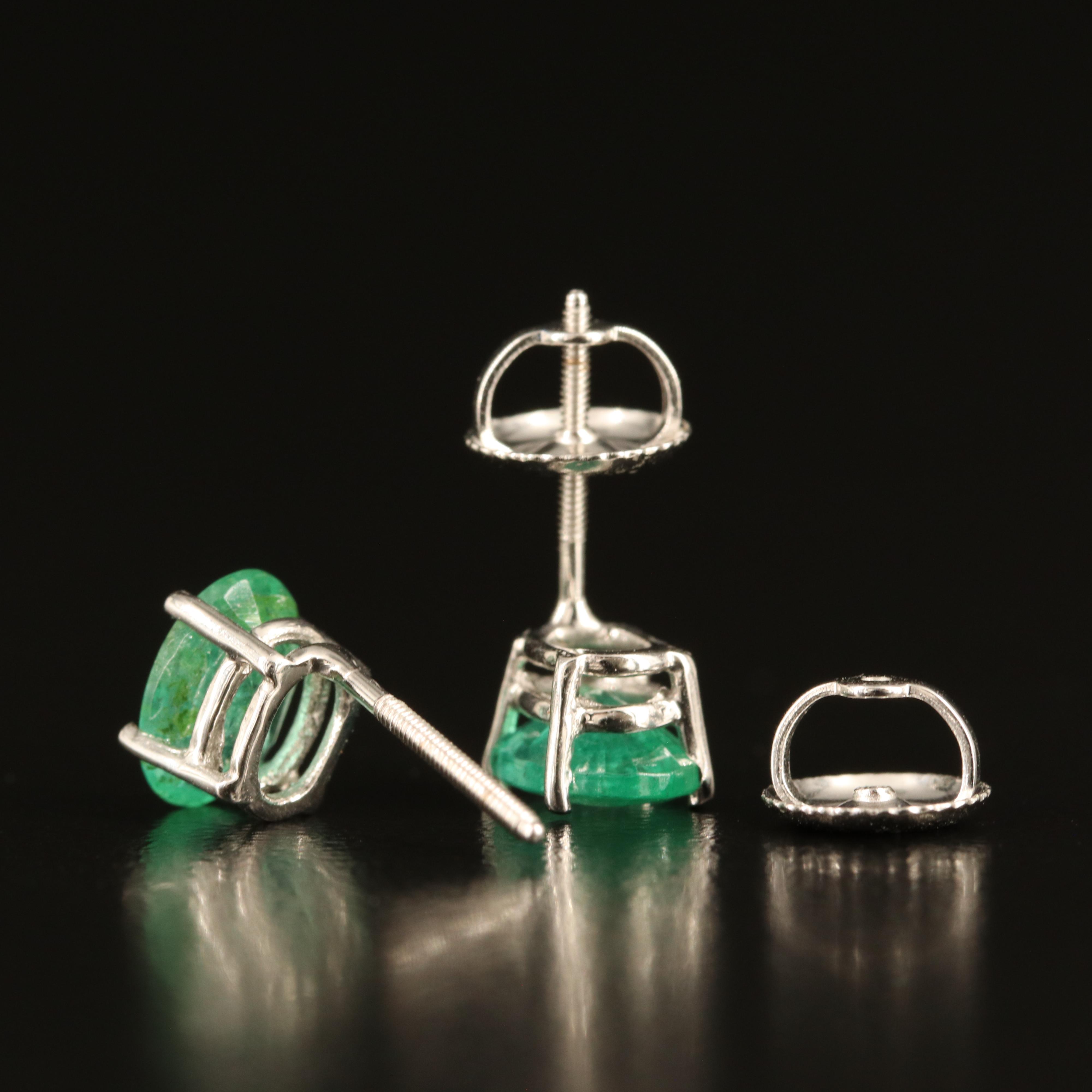 14K Emerald Stud Earrings