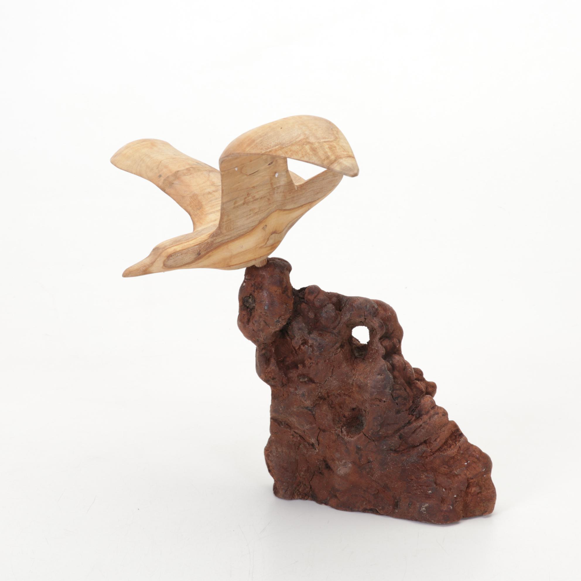 Jim Eliopulos Box Elder Turned Wood Zipper Vase with Other Jar and Figurine