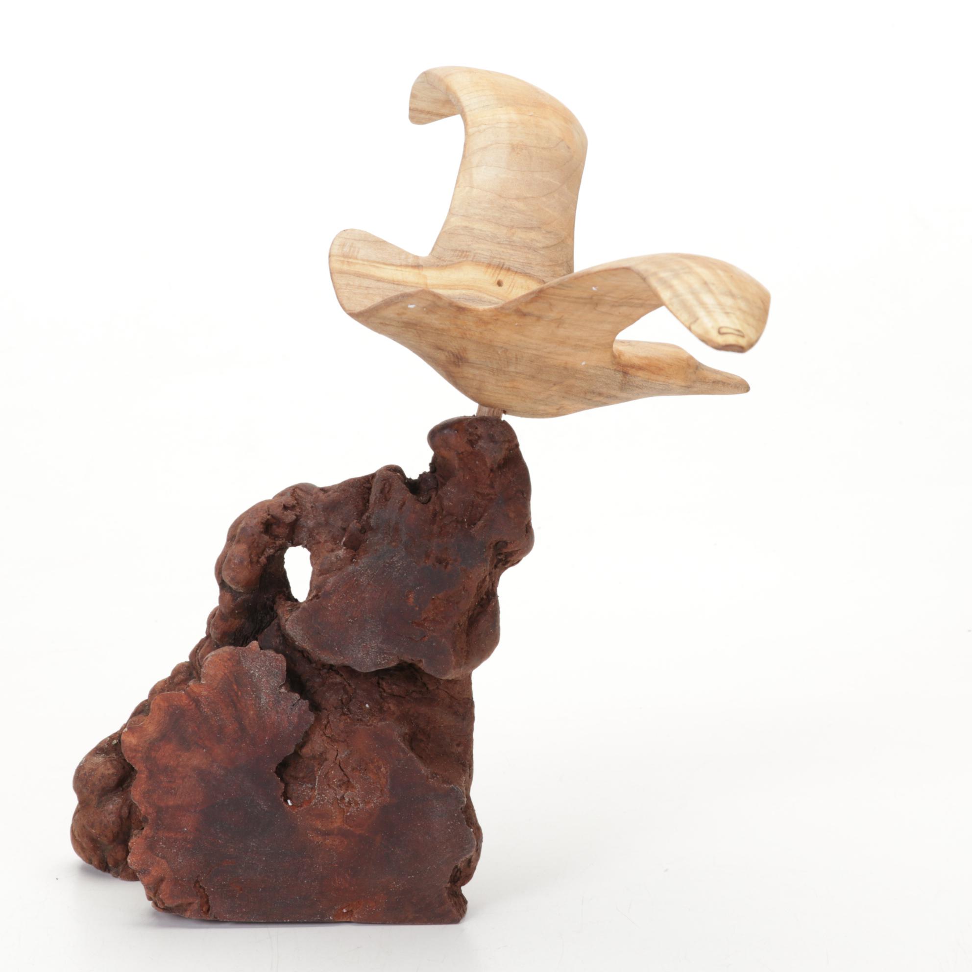 Jim Eliopulos Box Elder Turned Wood Zipper Vase with Other Jar and Figurine