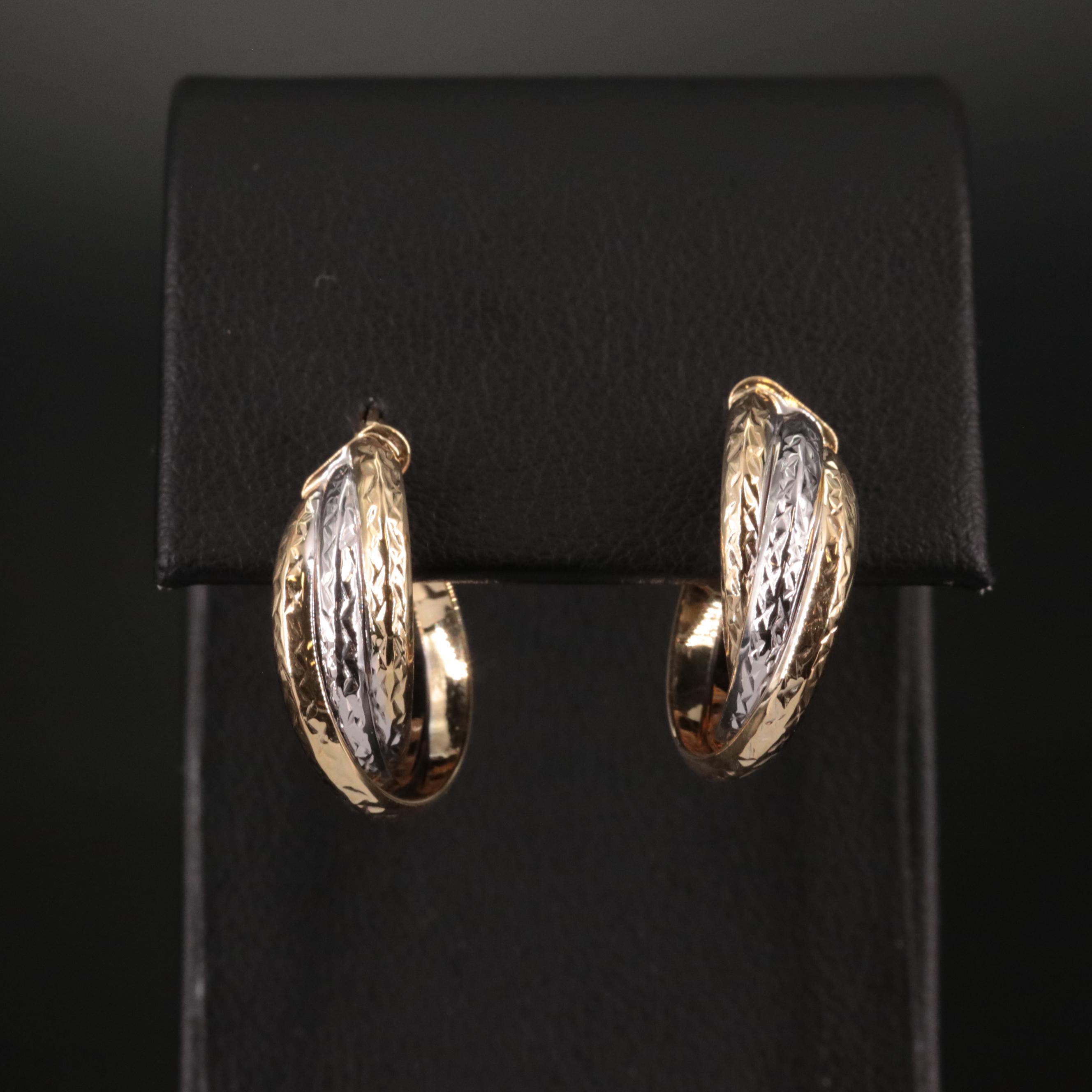 14K Triple Woven Hoop Earrings