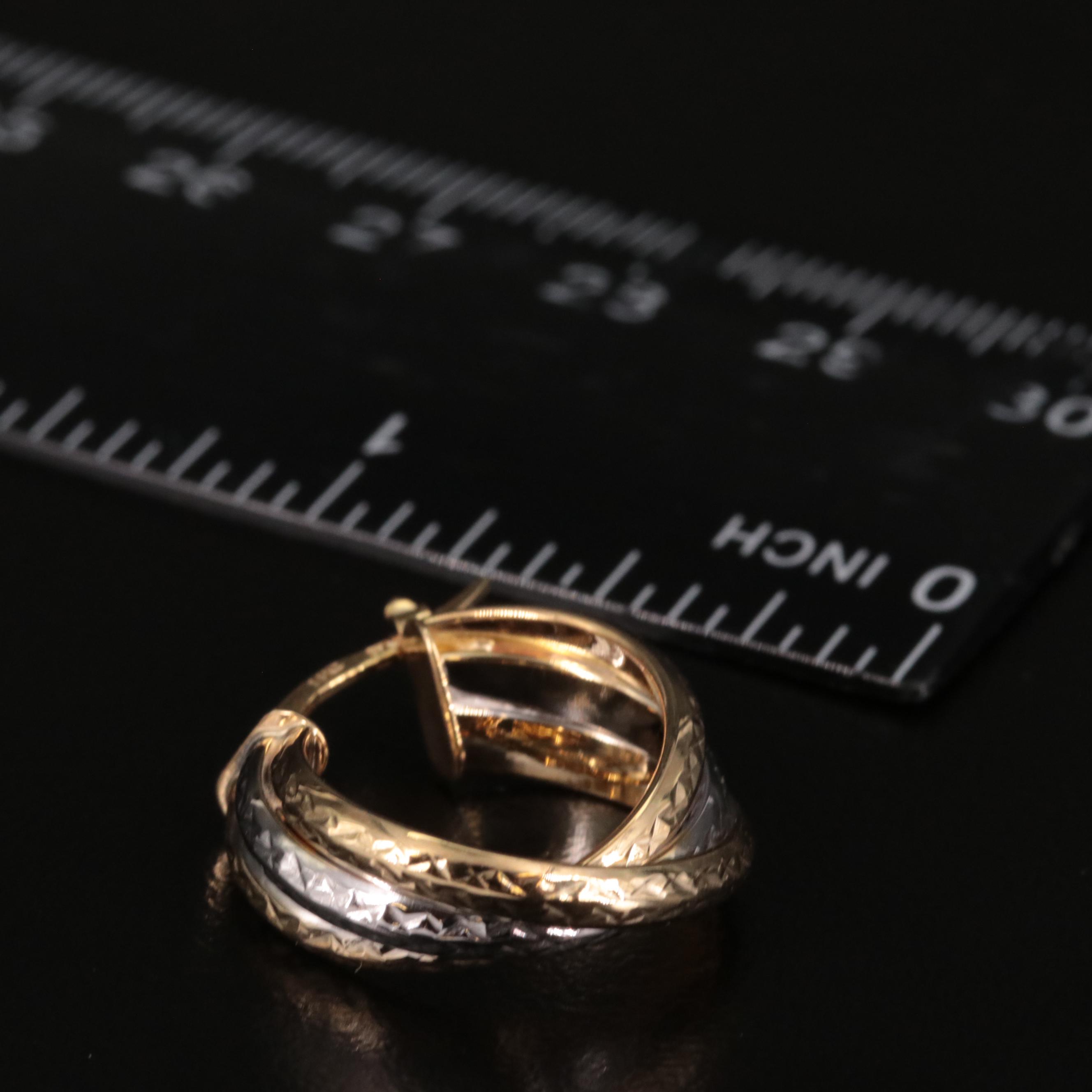 14K Triple Woven Hoop Earrings