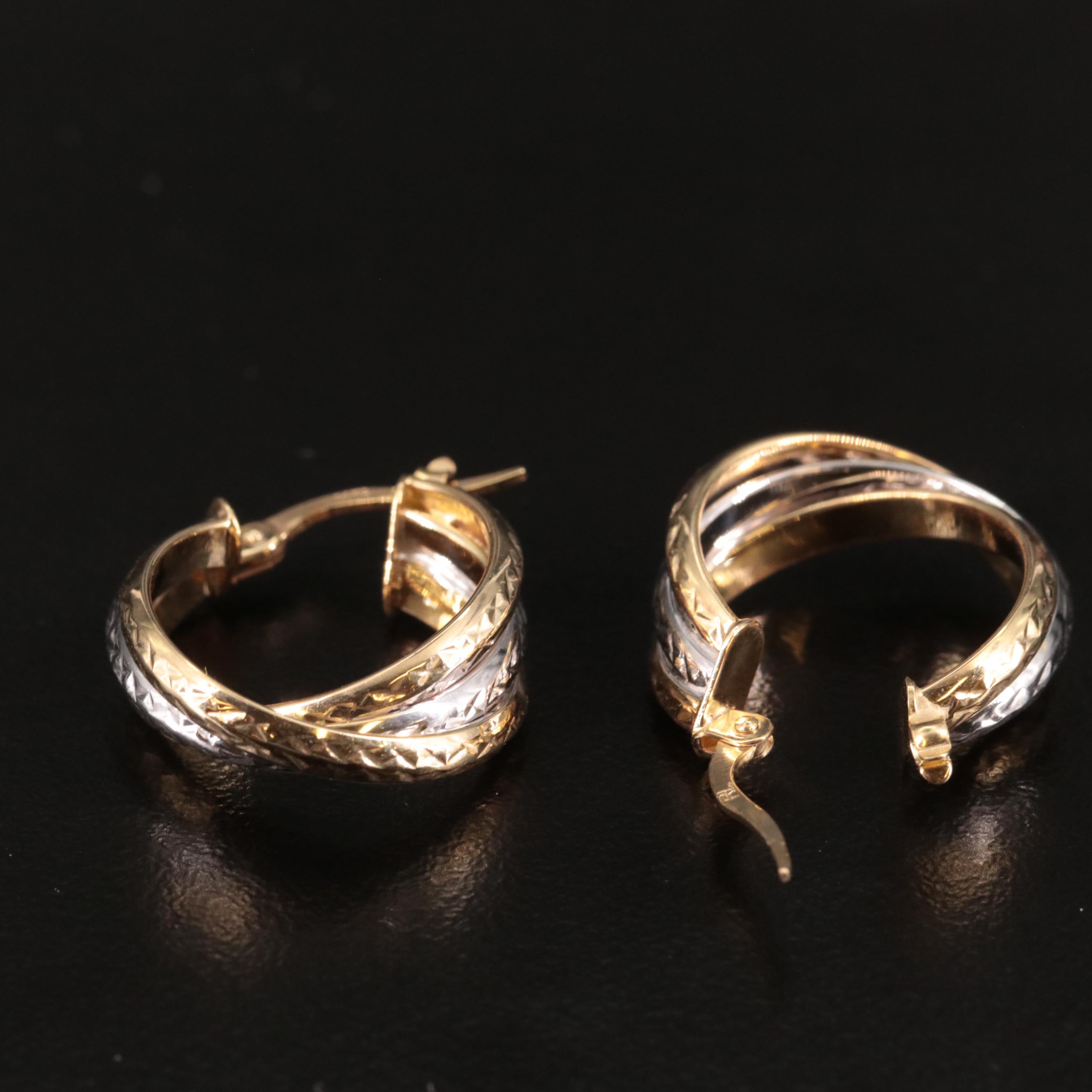 14K Triple Woven Hoop Earrings