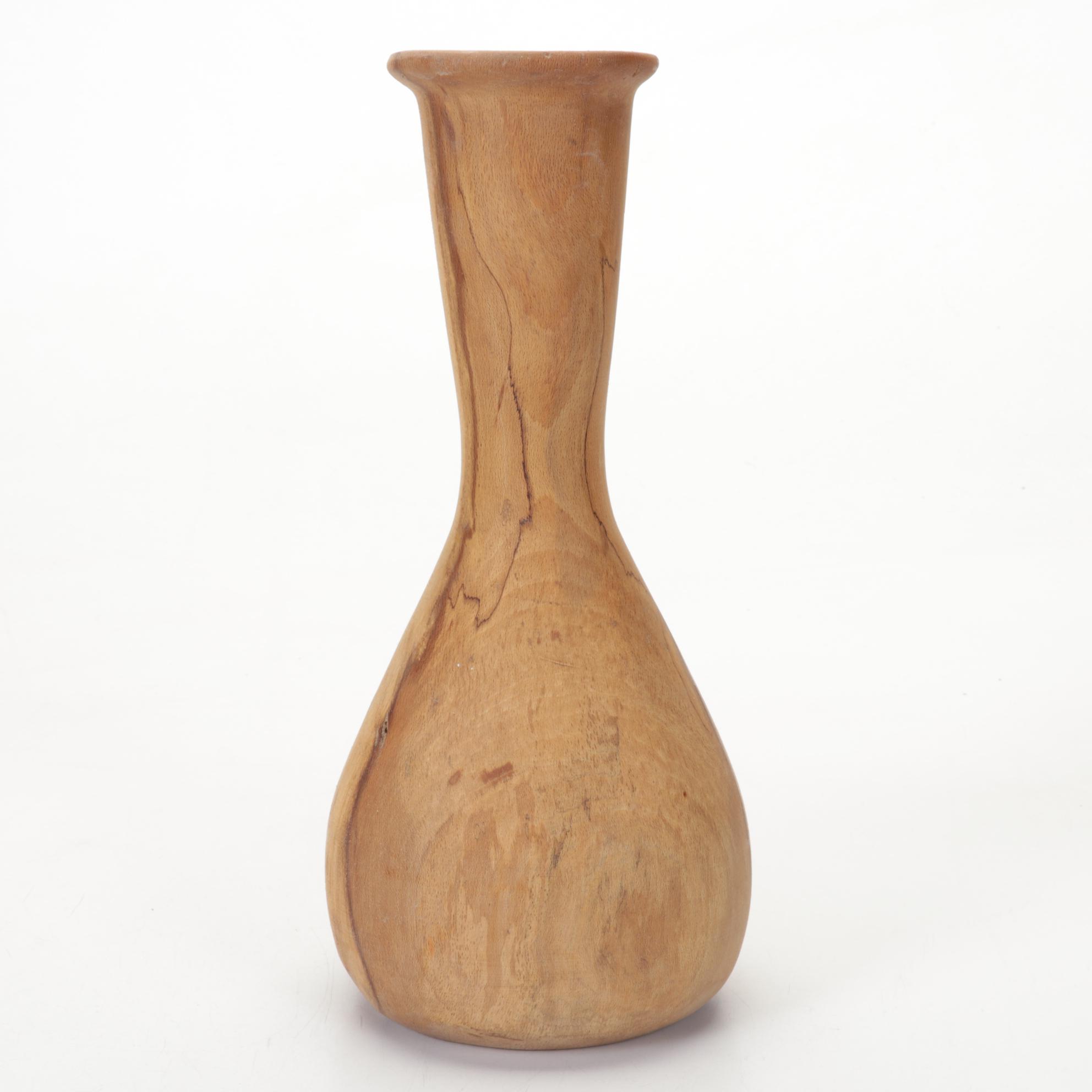 Jim Eliopulos Box Elder Turned Wood Zipper Vase with Other Jar and Figurine