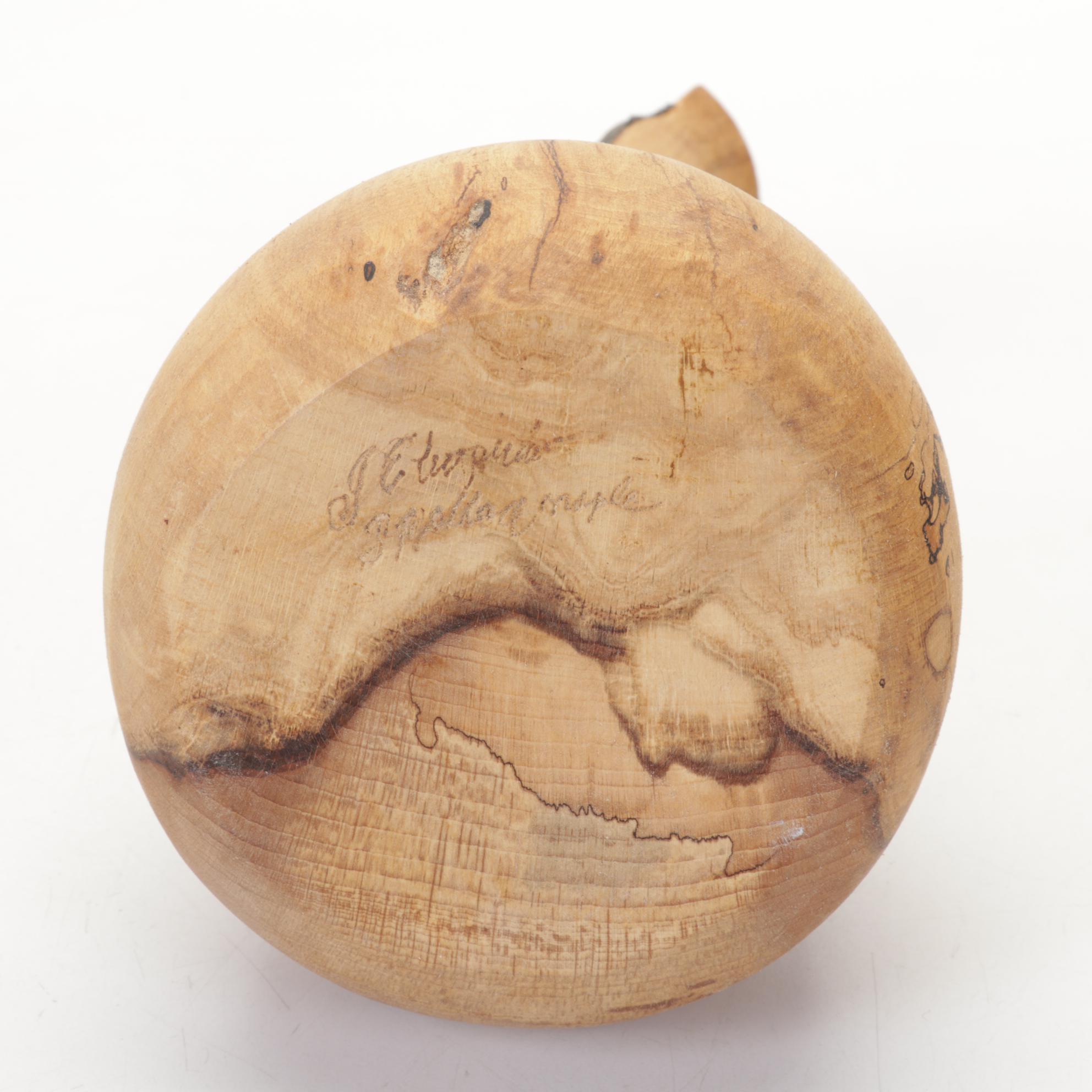 Jim Eliopulos Box Elder Turned Wood Zipper Vase with Other Jar and Figurine
