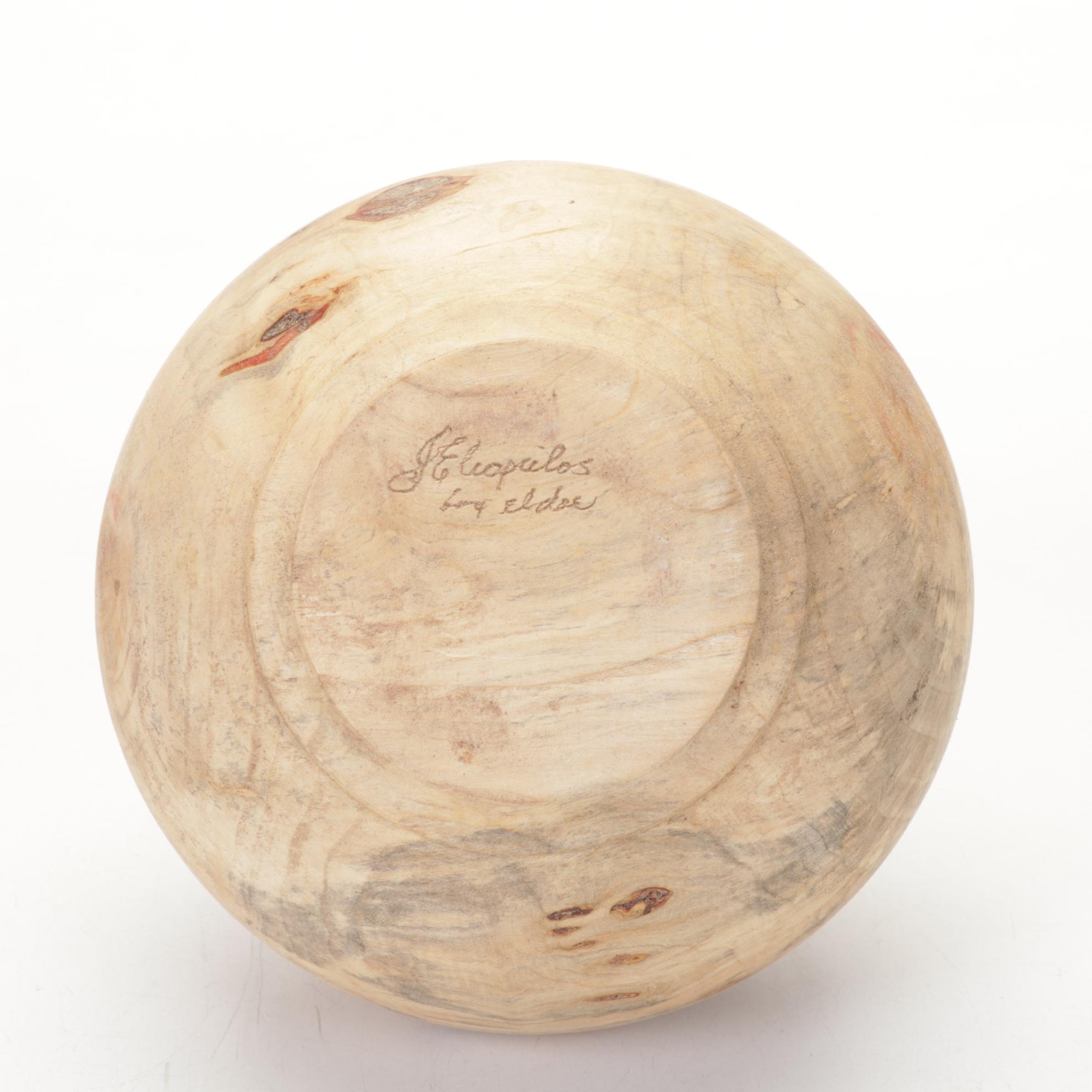 Jim Eliopulos Box Elder Turned Wood Zipper Vase with Other Jar and Figurine