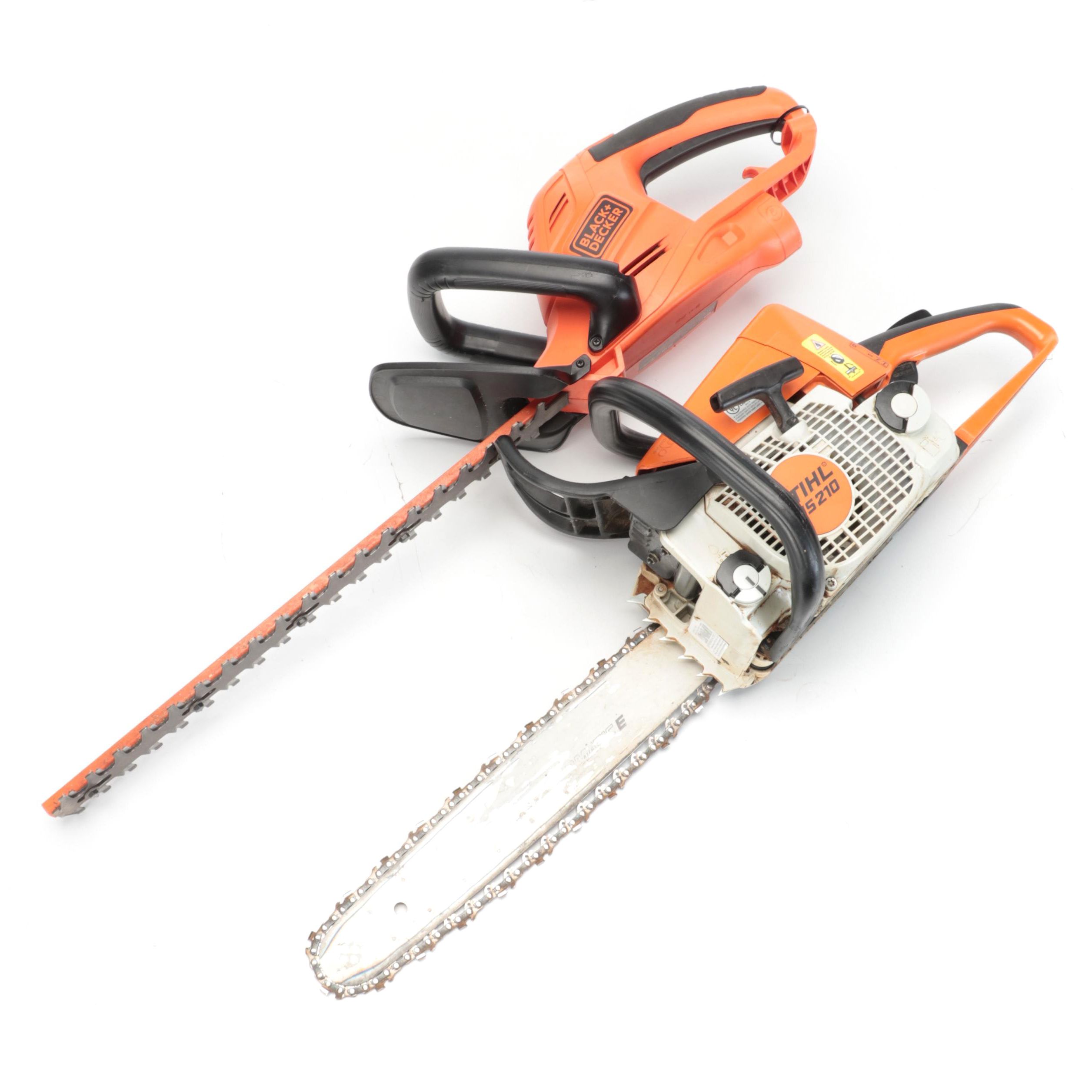 STIHL Gas-Powered Chain Saw With Black + Decker Electric Hedge Trimmer