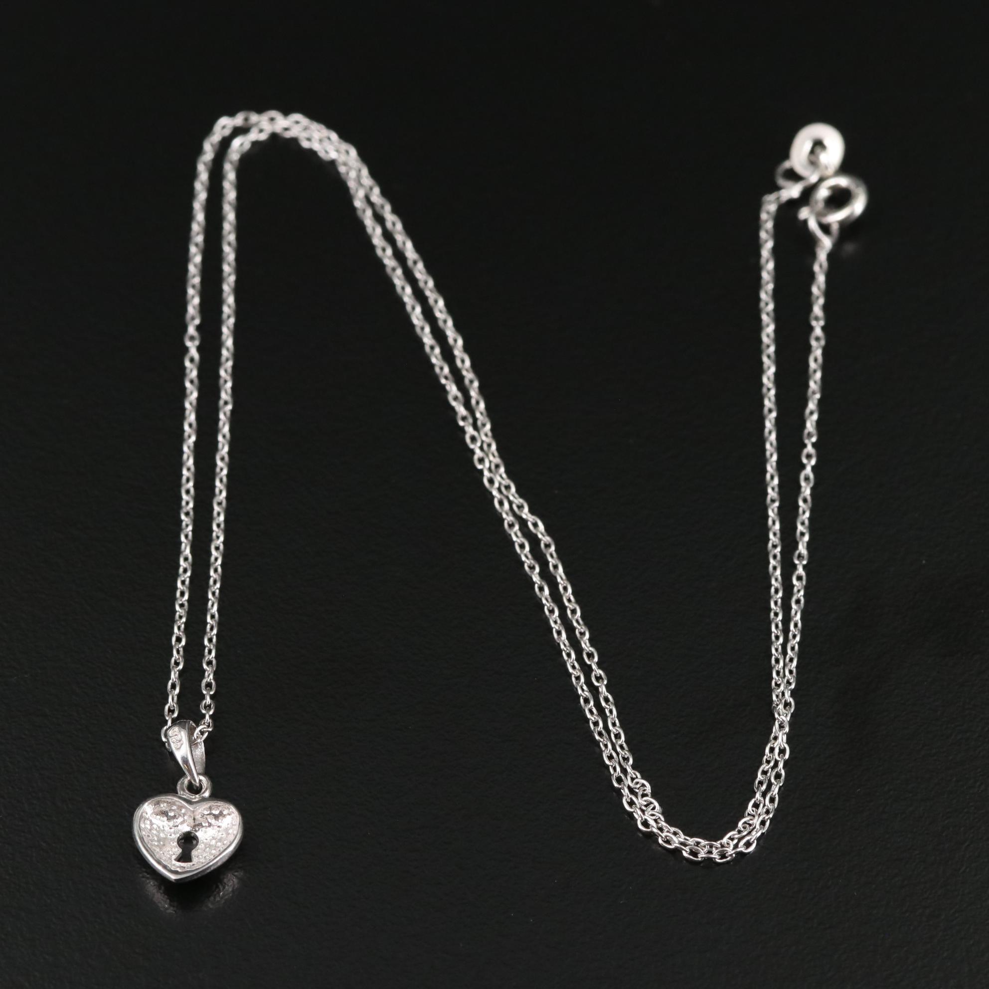 Sterling Heart with Keyhole Pendant Necklace