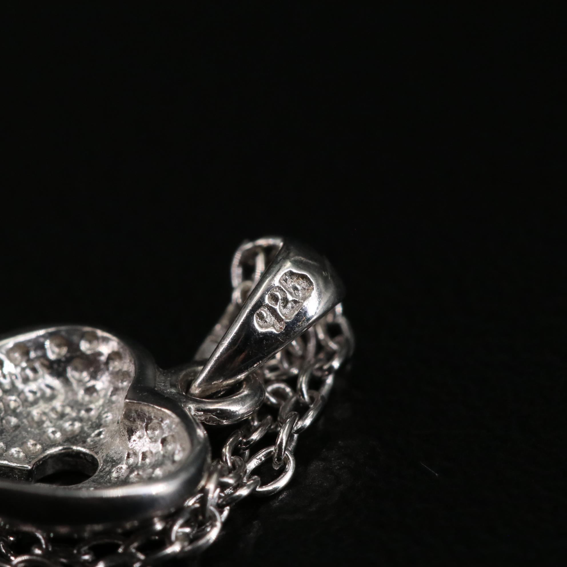 Sterling Heart with Keyhole Pendant Necklace