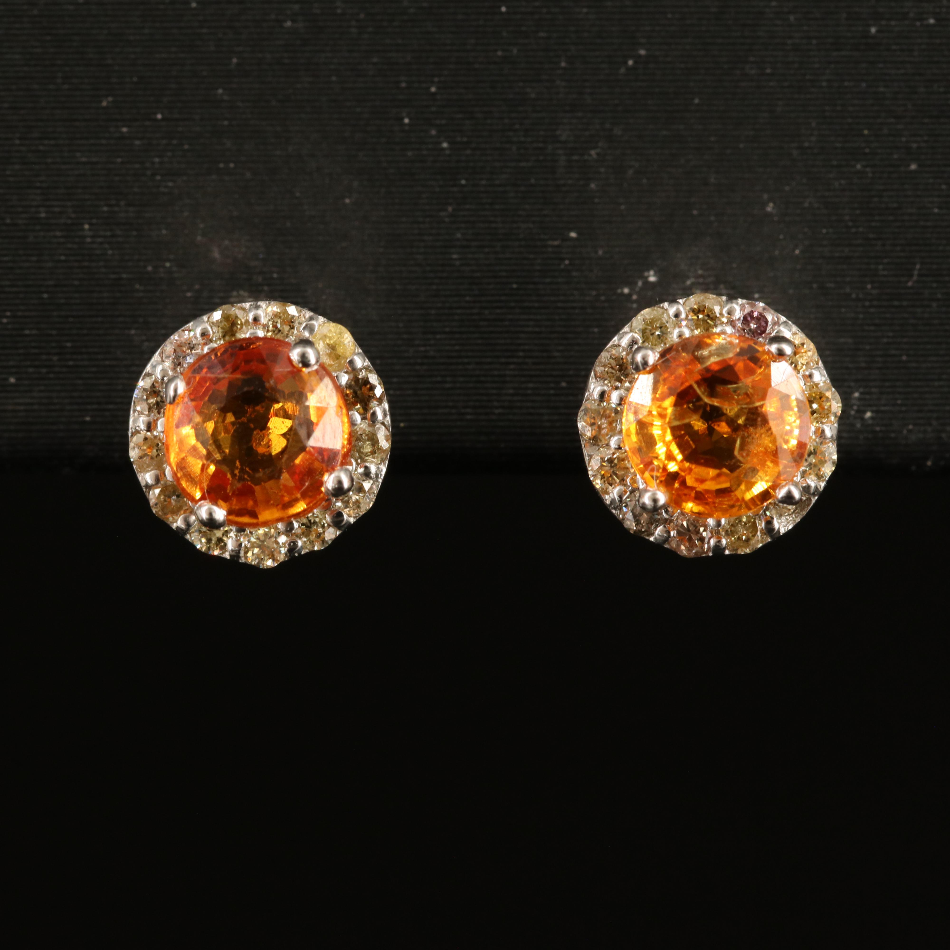 14K Sapphire and Diamond Stud Earrings