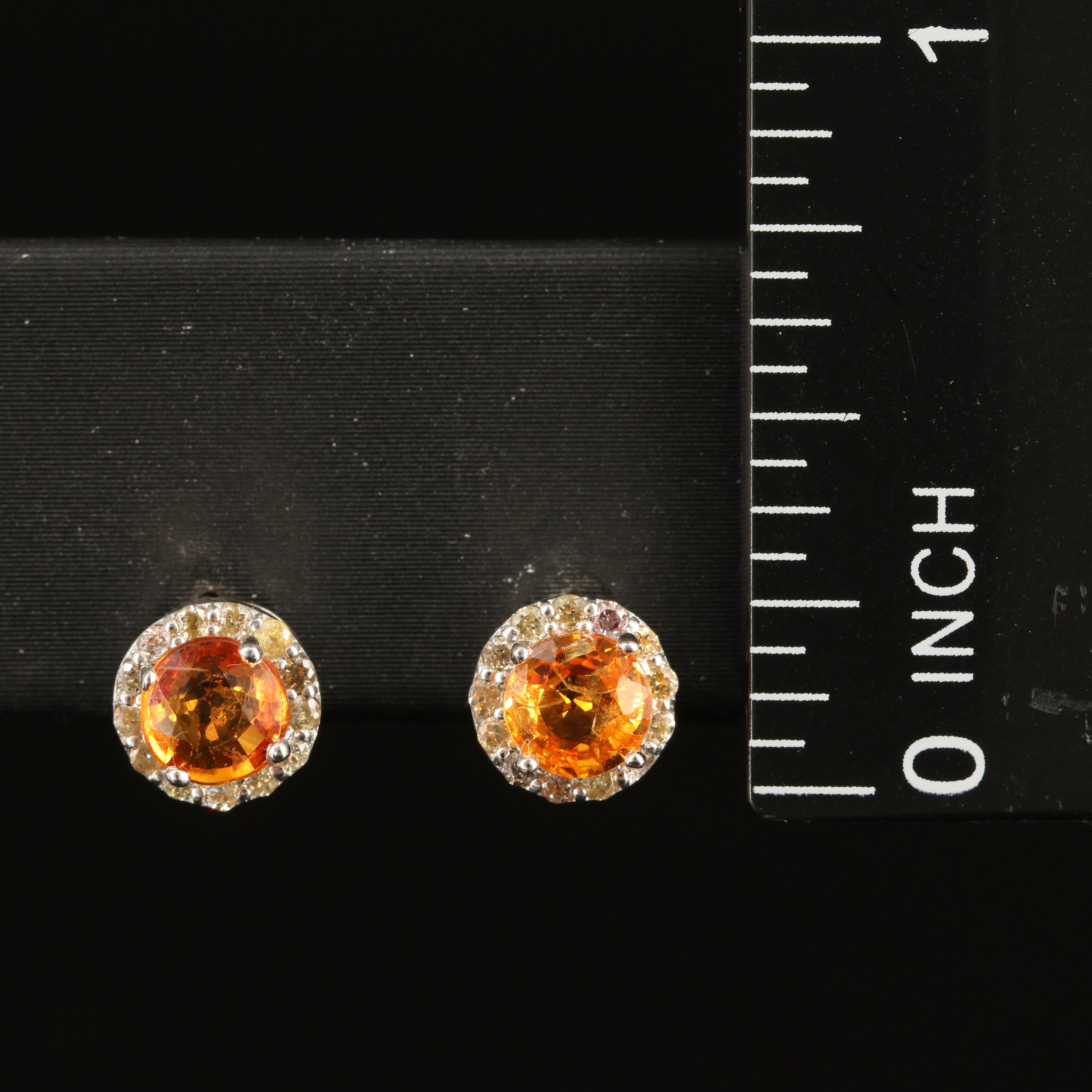 14K Sapphire and Diamond Stud Earrings