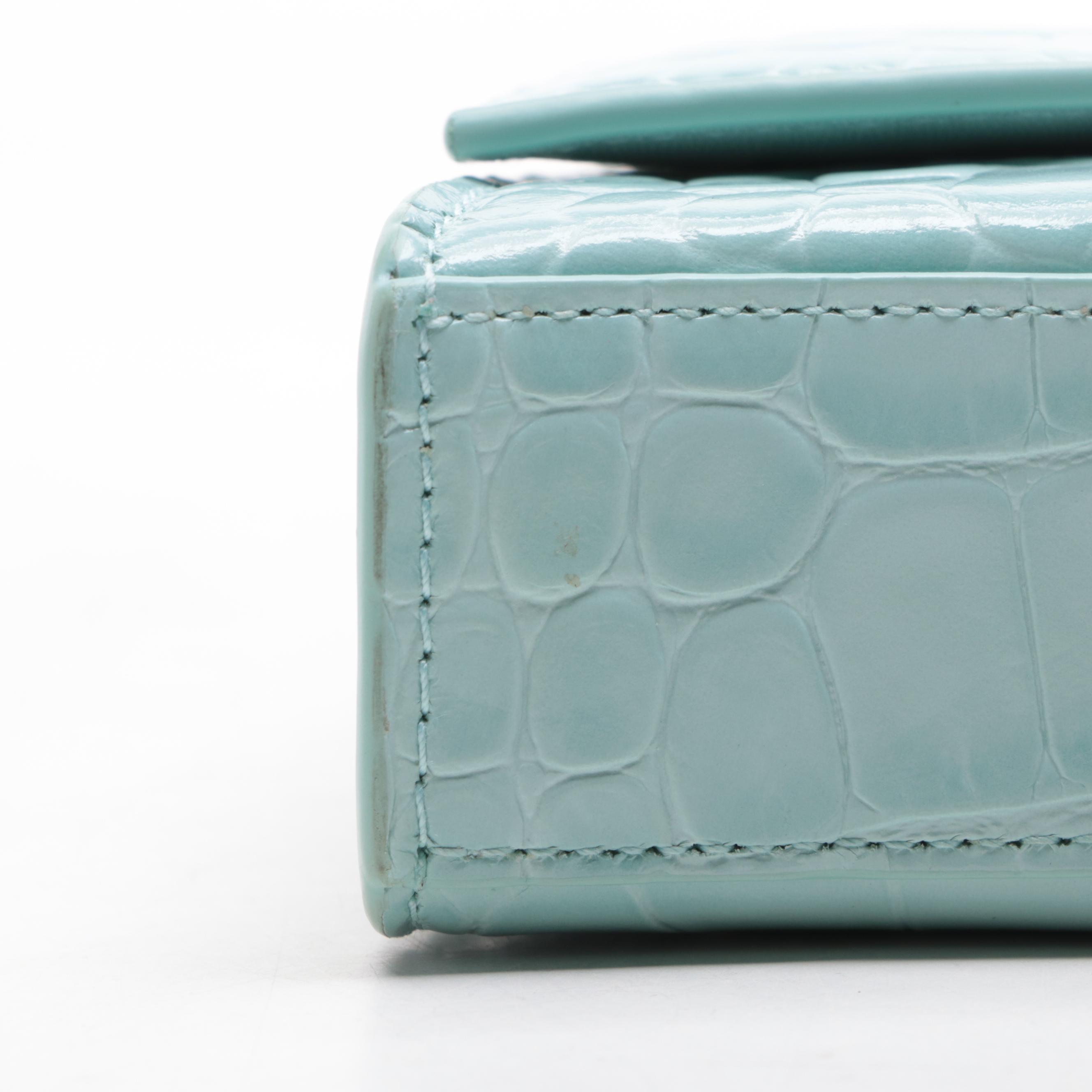 Balenciaga Hourglass Croc-Embossed Leather Wallet on Chain