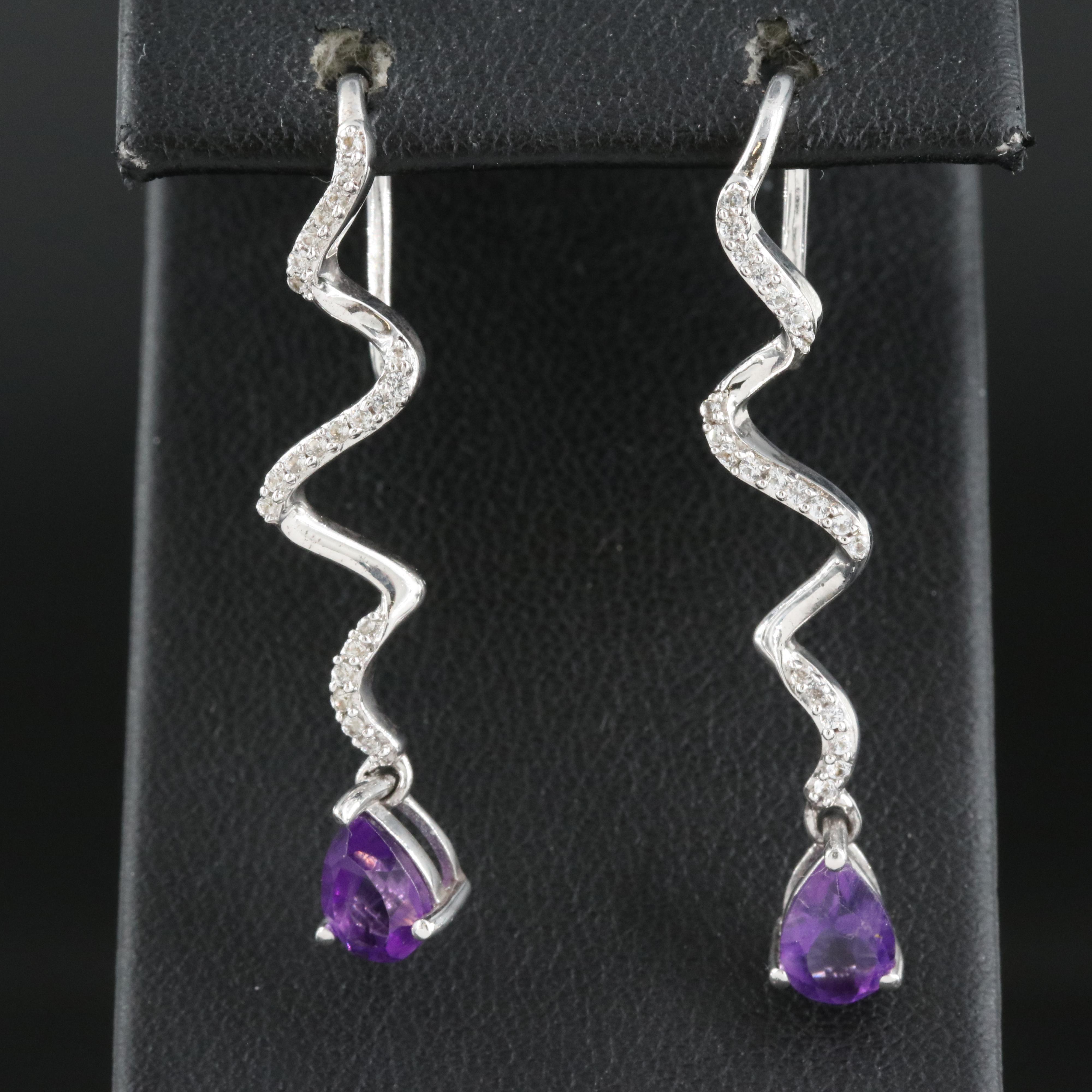 Sterling Amethyst and Sapphire Earrings