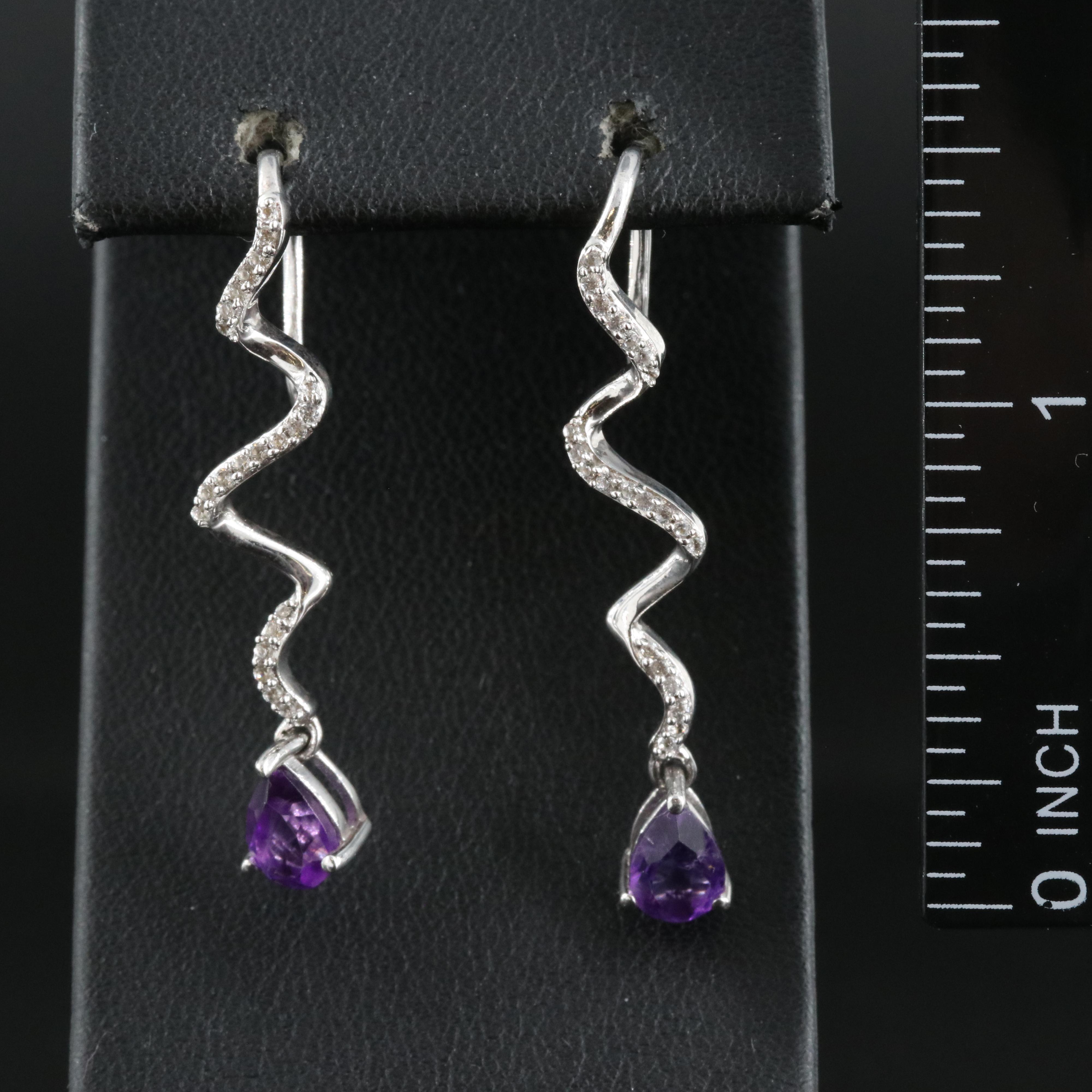 Sterling Amethyst and Sapphire Earrings