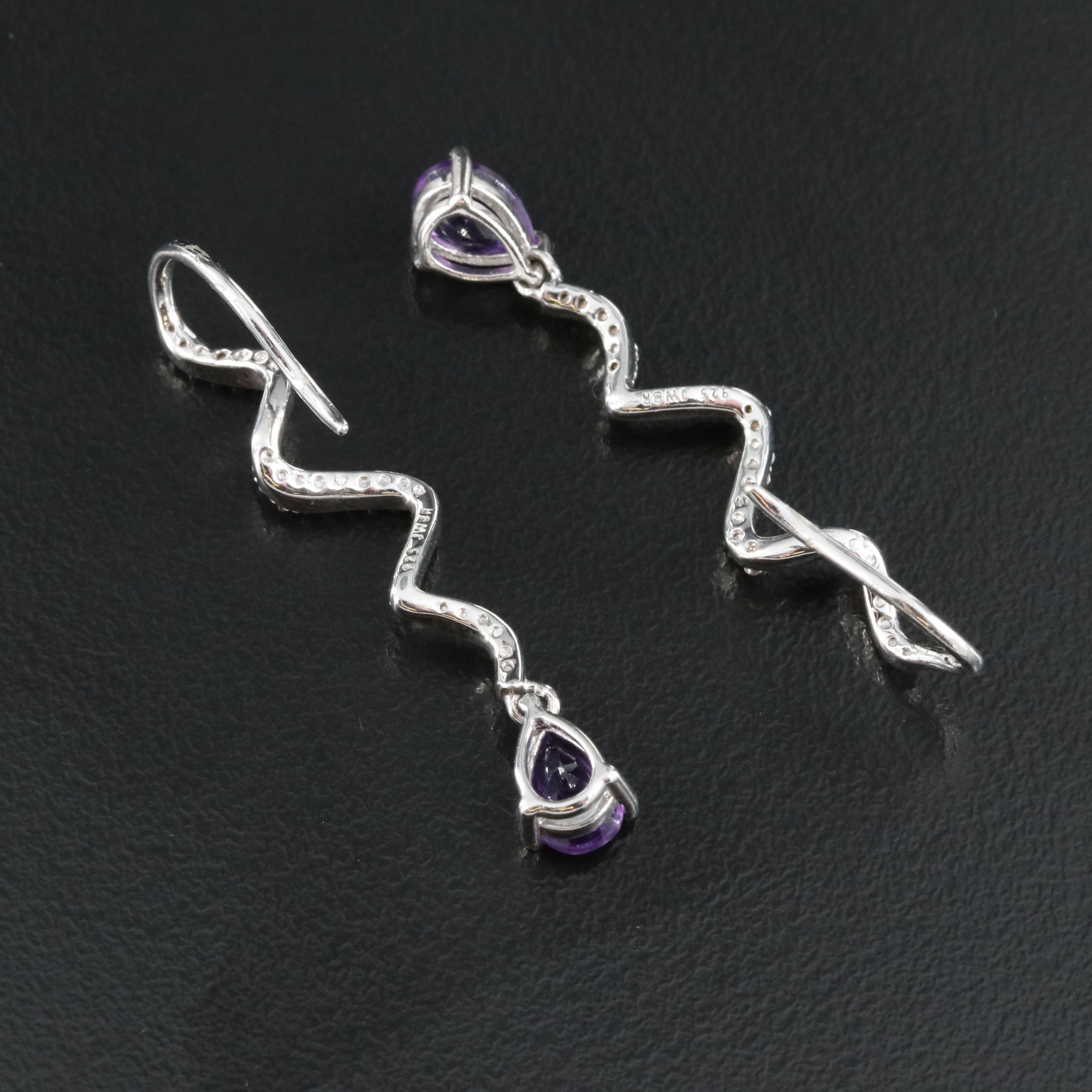 Sterling Amethyst and Sapphire Earrings