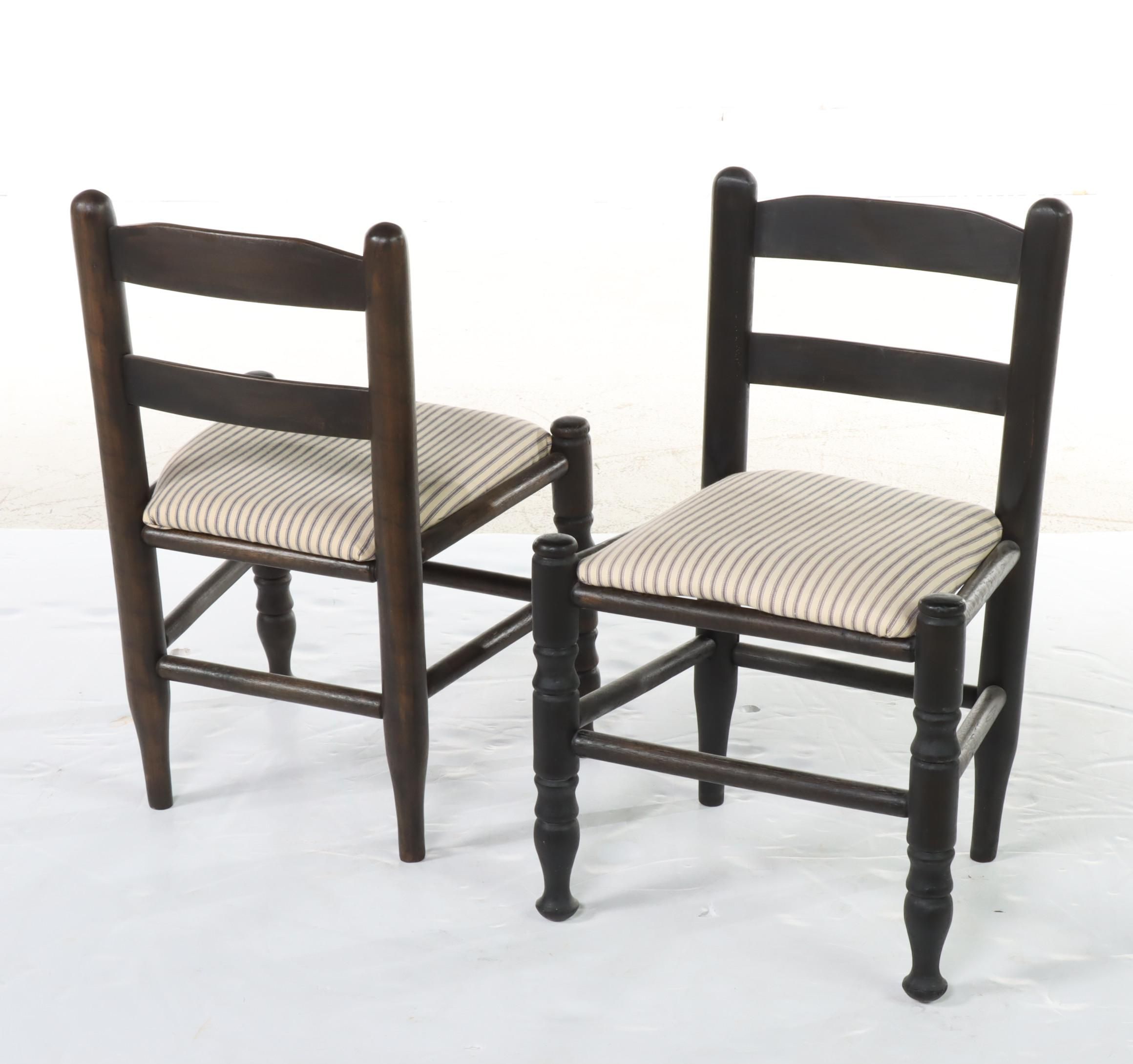 Pair of American Primitive Style Ebonized Child's Side Chairs, 20th Century