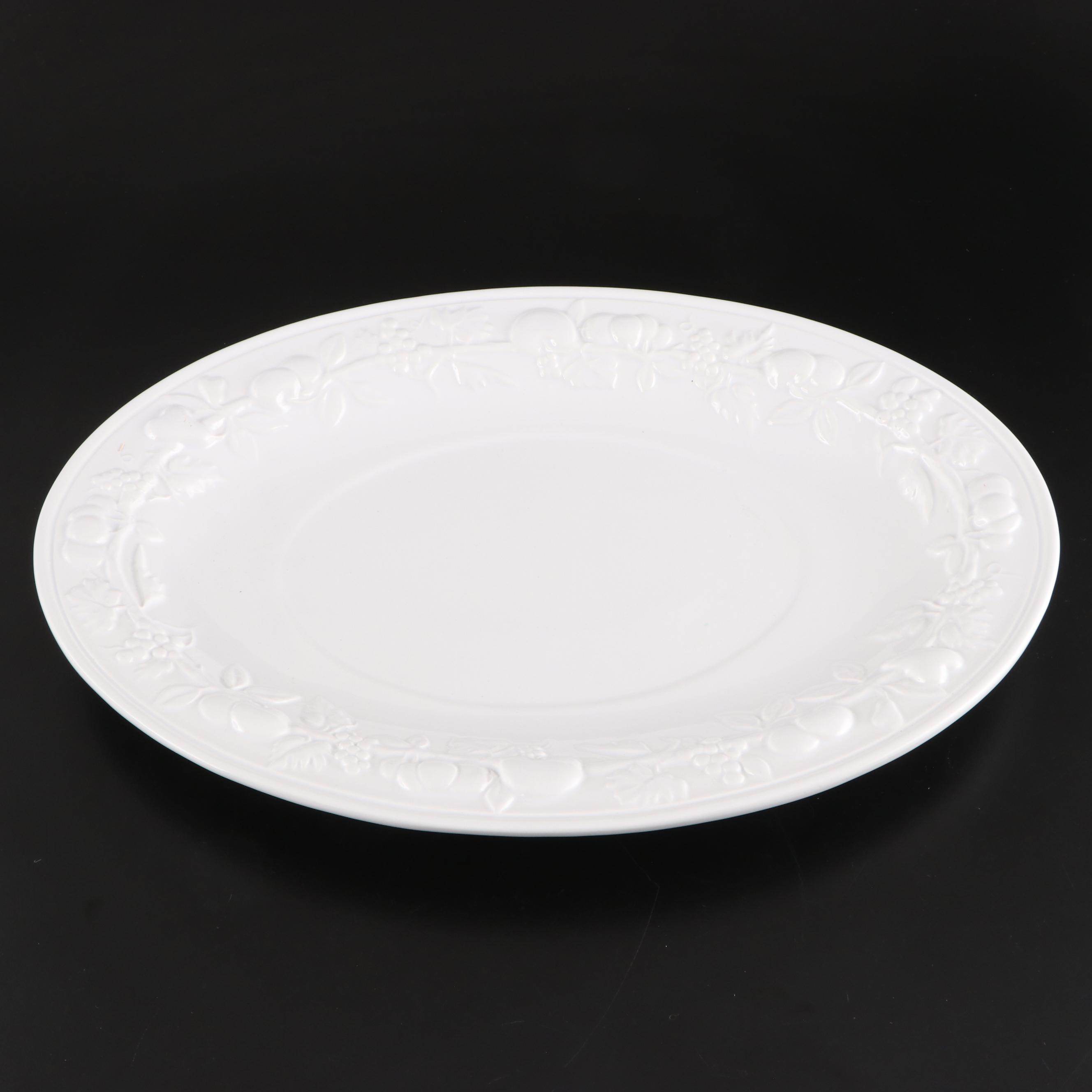 Italian White Glazed Majolica Soup Tureen with Under Platter