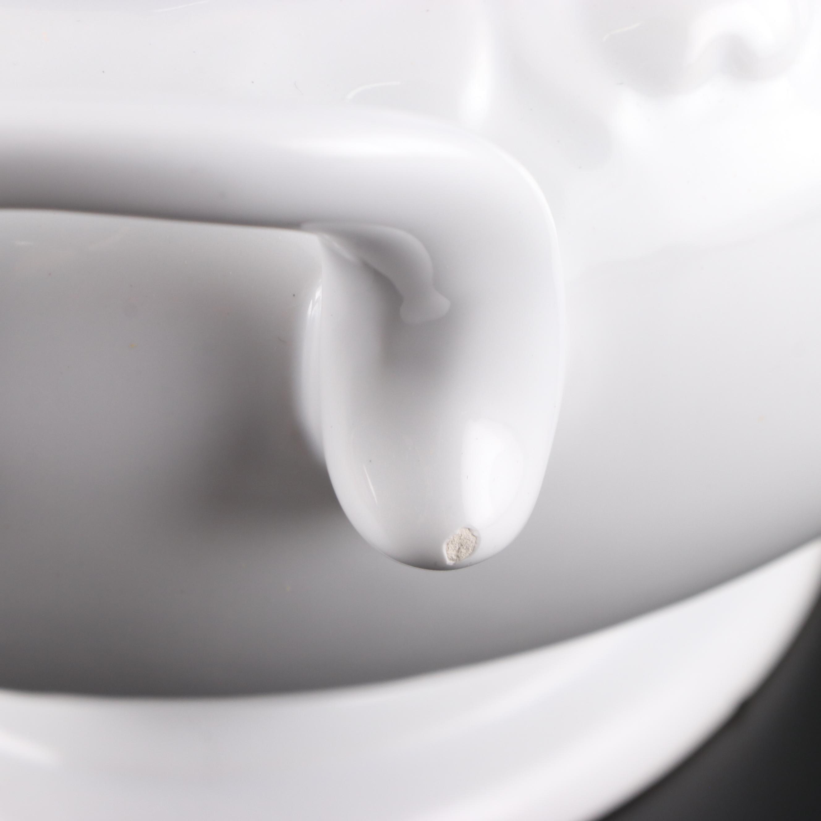 Italian White Glazed Majolica Soup Tureen with Under Platter