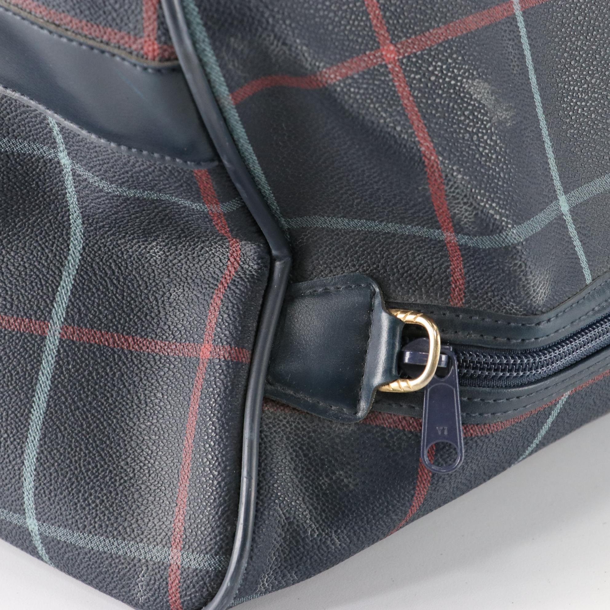 Burberrys Duffel Bag in Plaid Coated Canvas and Leather