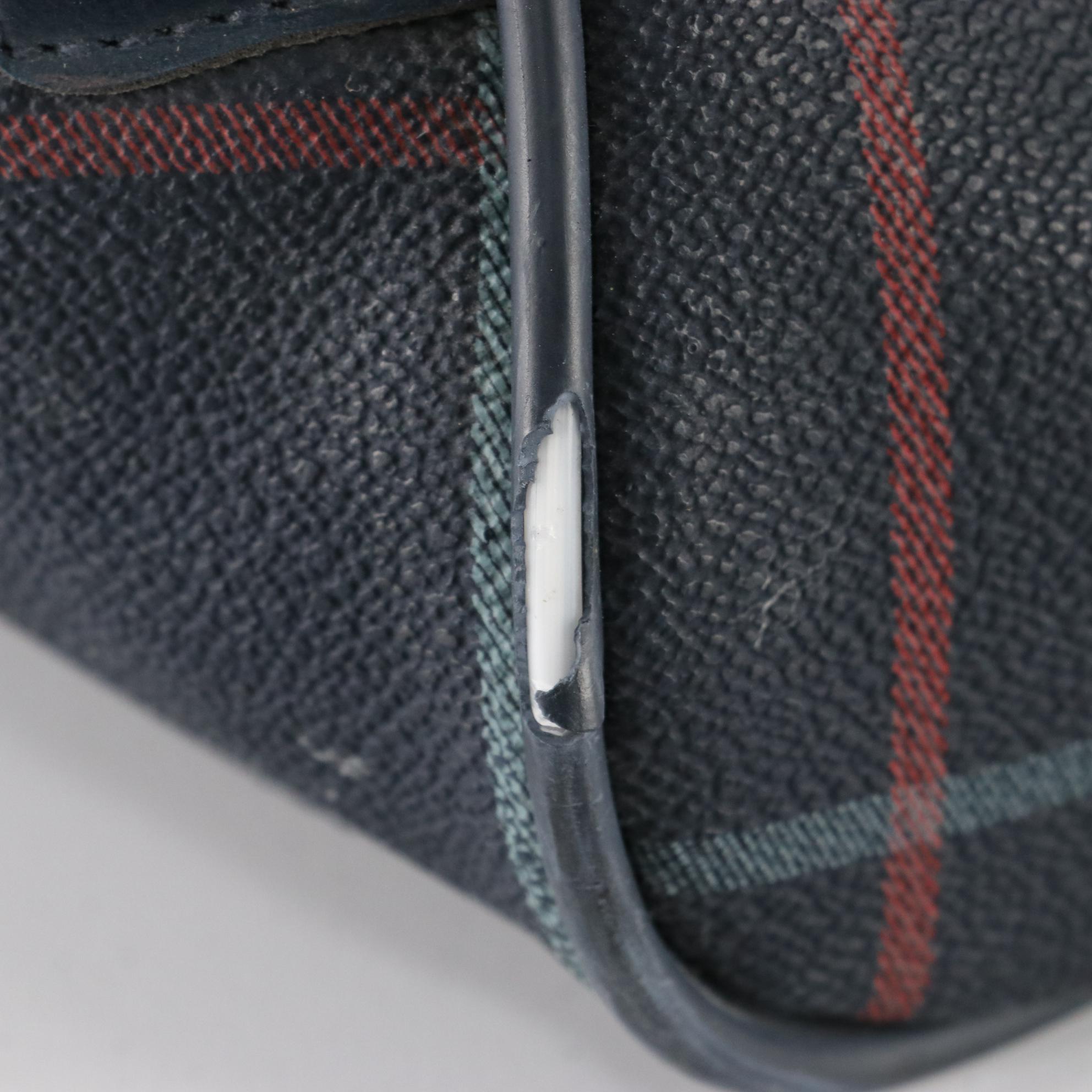 Burberrys Duffel Bag in Plaid Coated Canvas and Leather