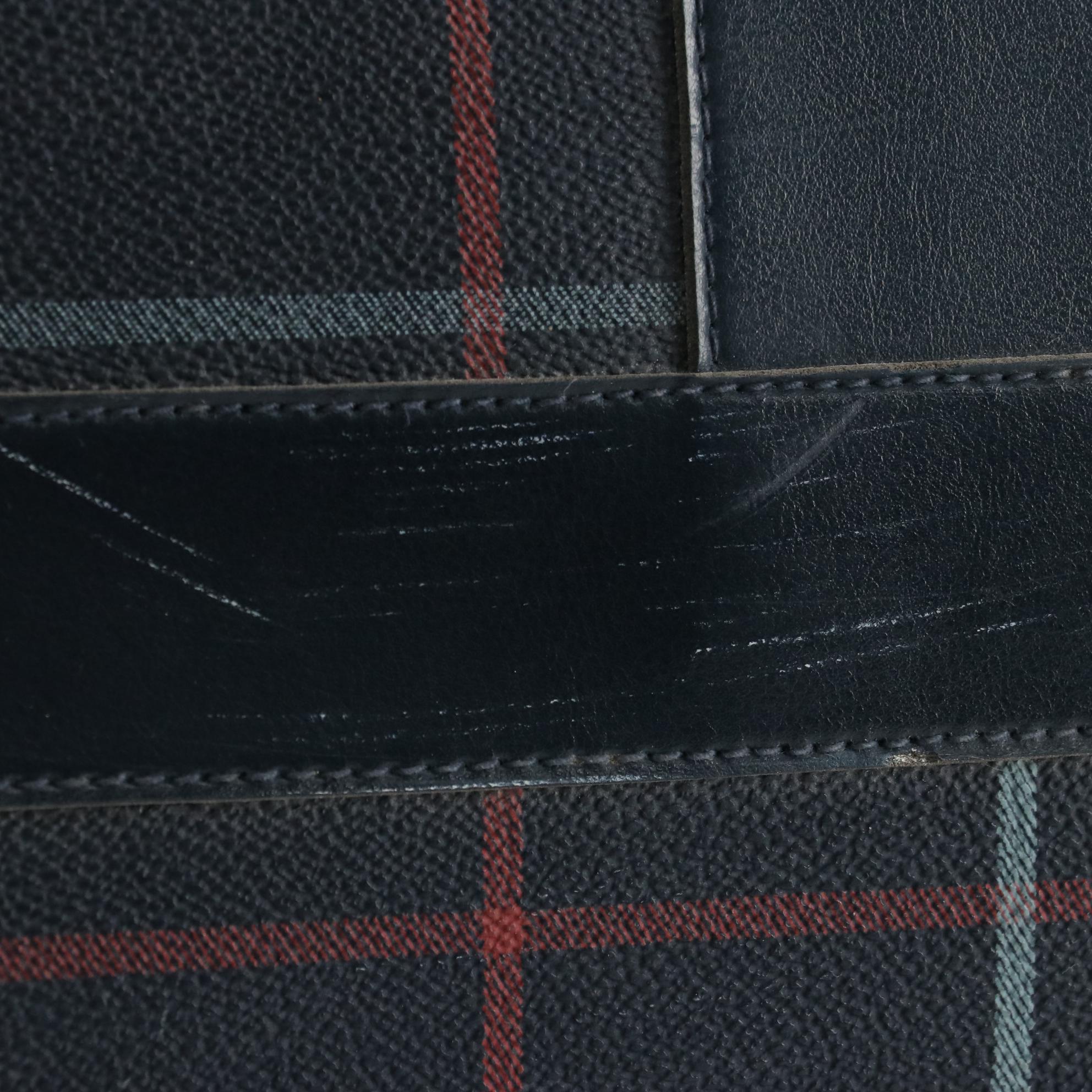 Burberrys Duffel Bag in Plaid Coated Canvas and Leather