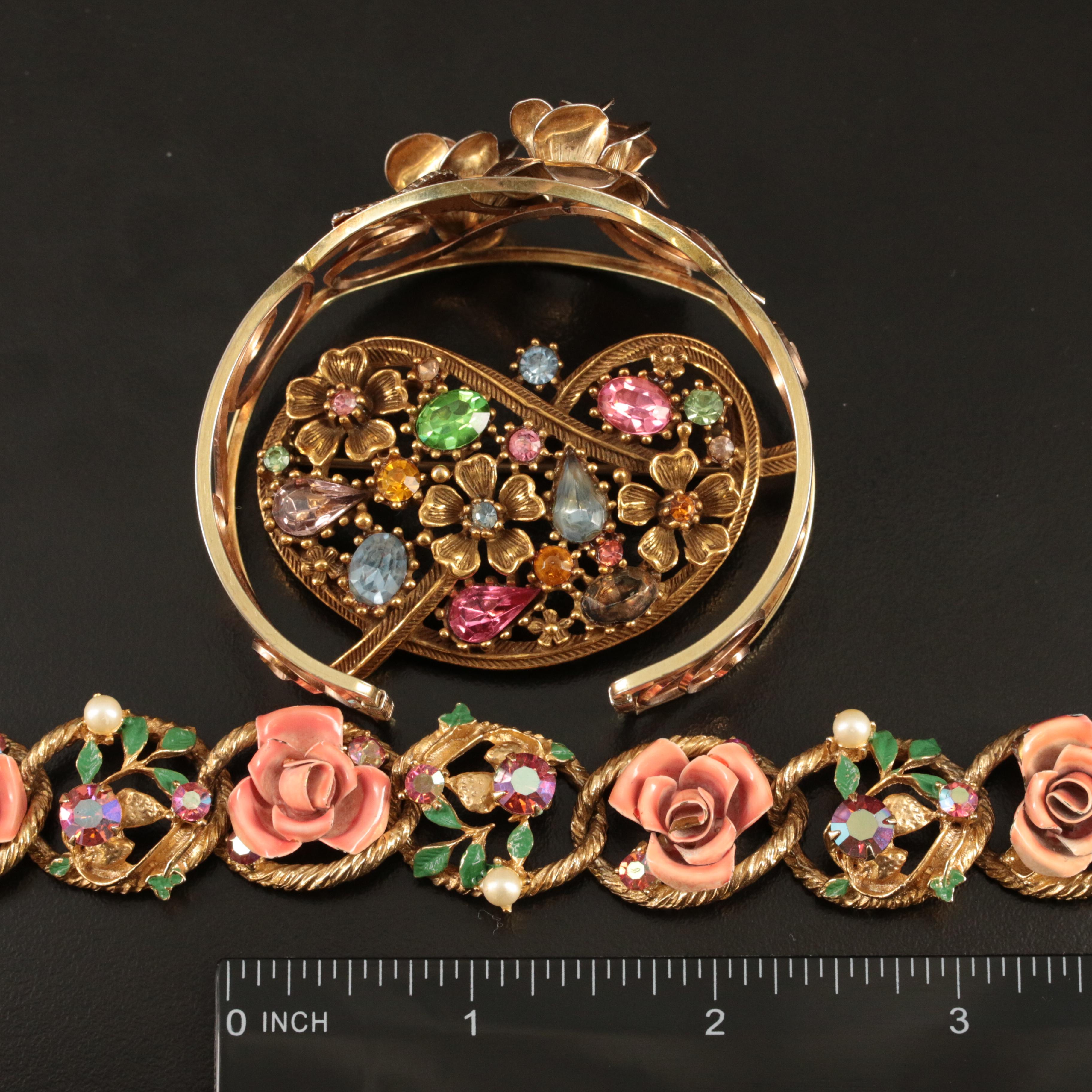 Jewelry Grouping Including Krementz, Hollycraft and Key Charm Bracelet